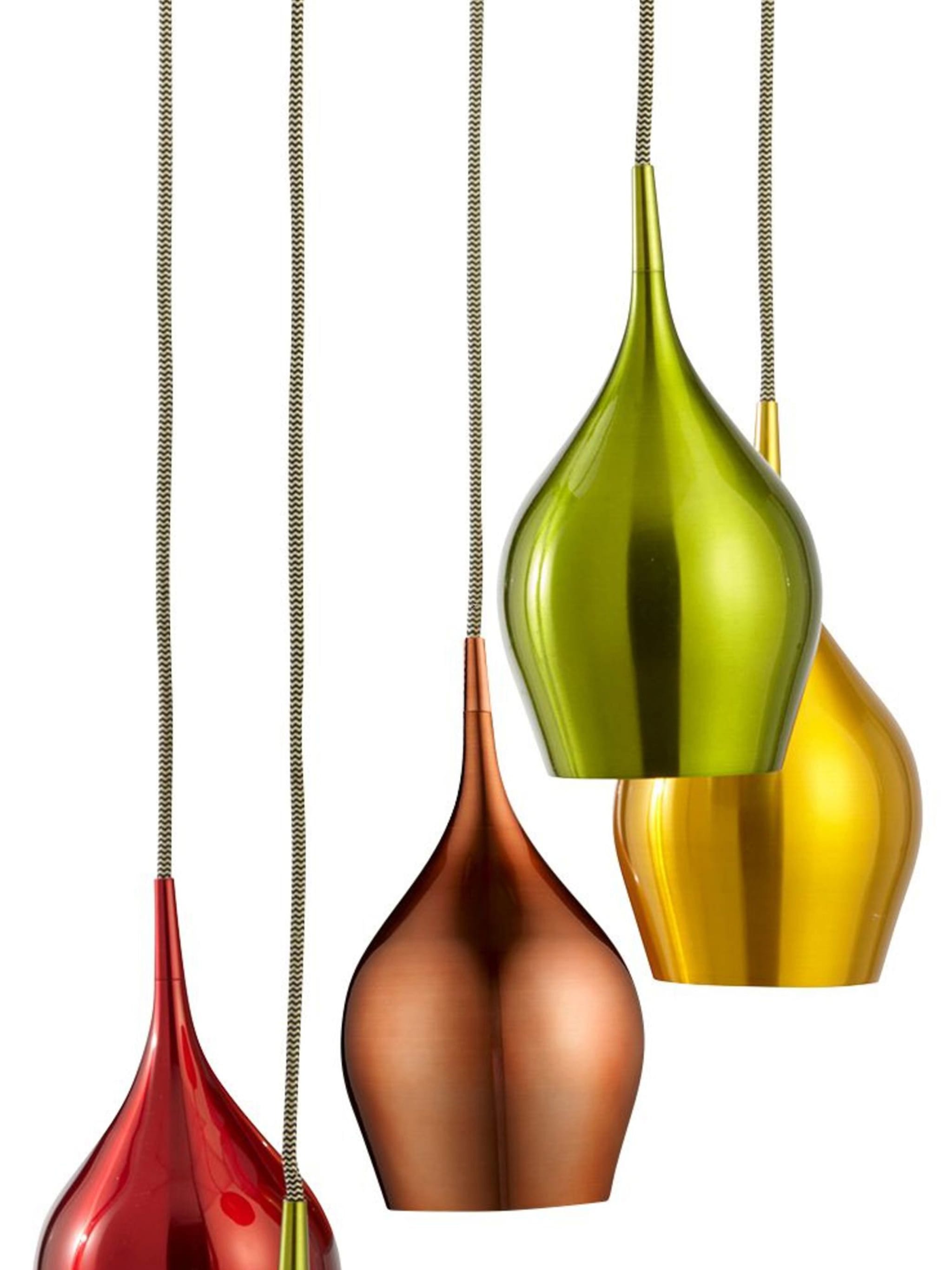 Vibrant 5Lt Multi-Drop Pendant-Metallic Multi-Coloured Metal