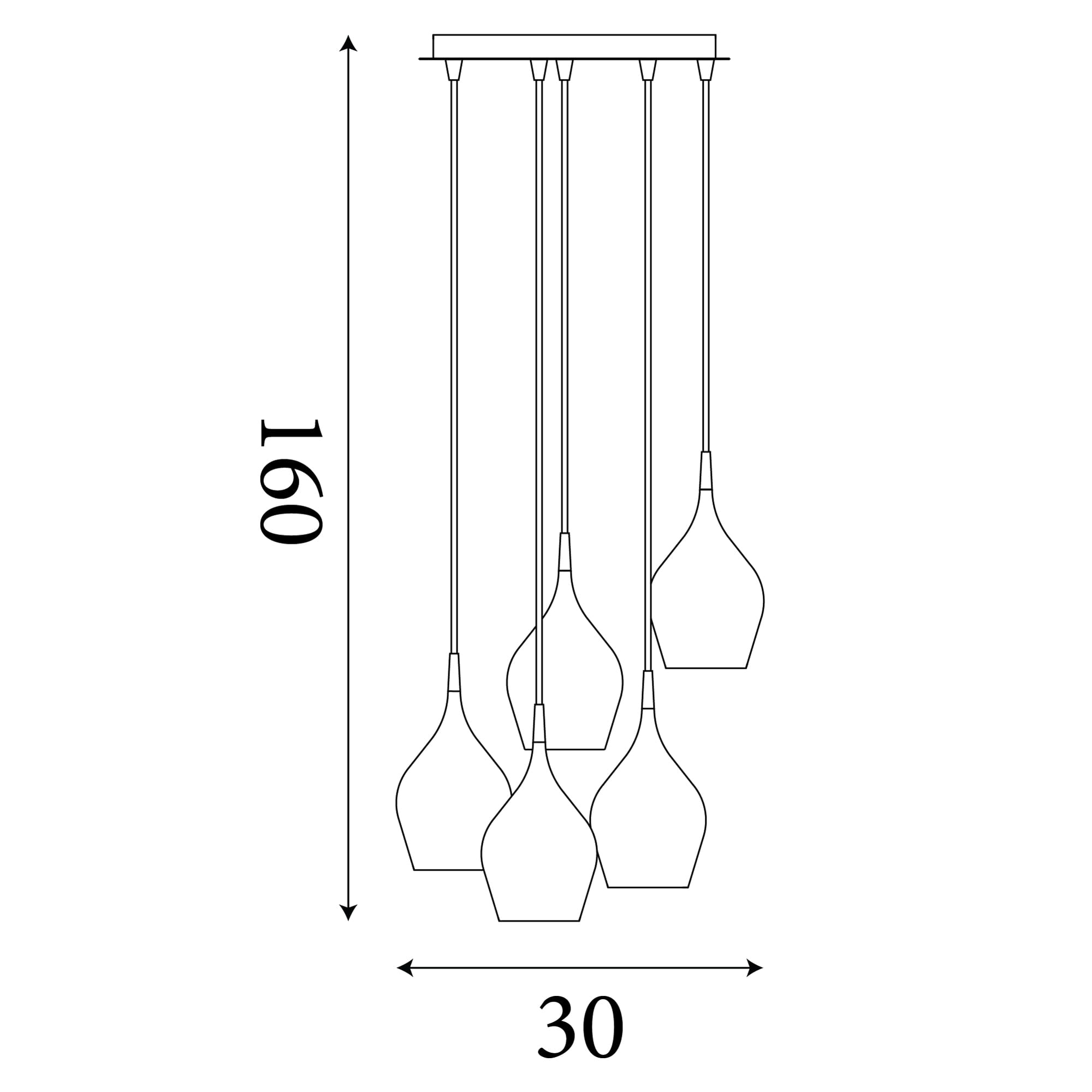 Vibrant 5Lt Multi-Drop Pendant-Metallic Multi-Coloured Metal
