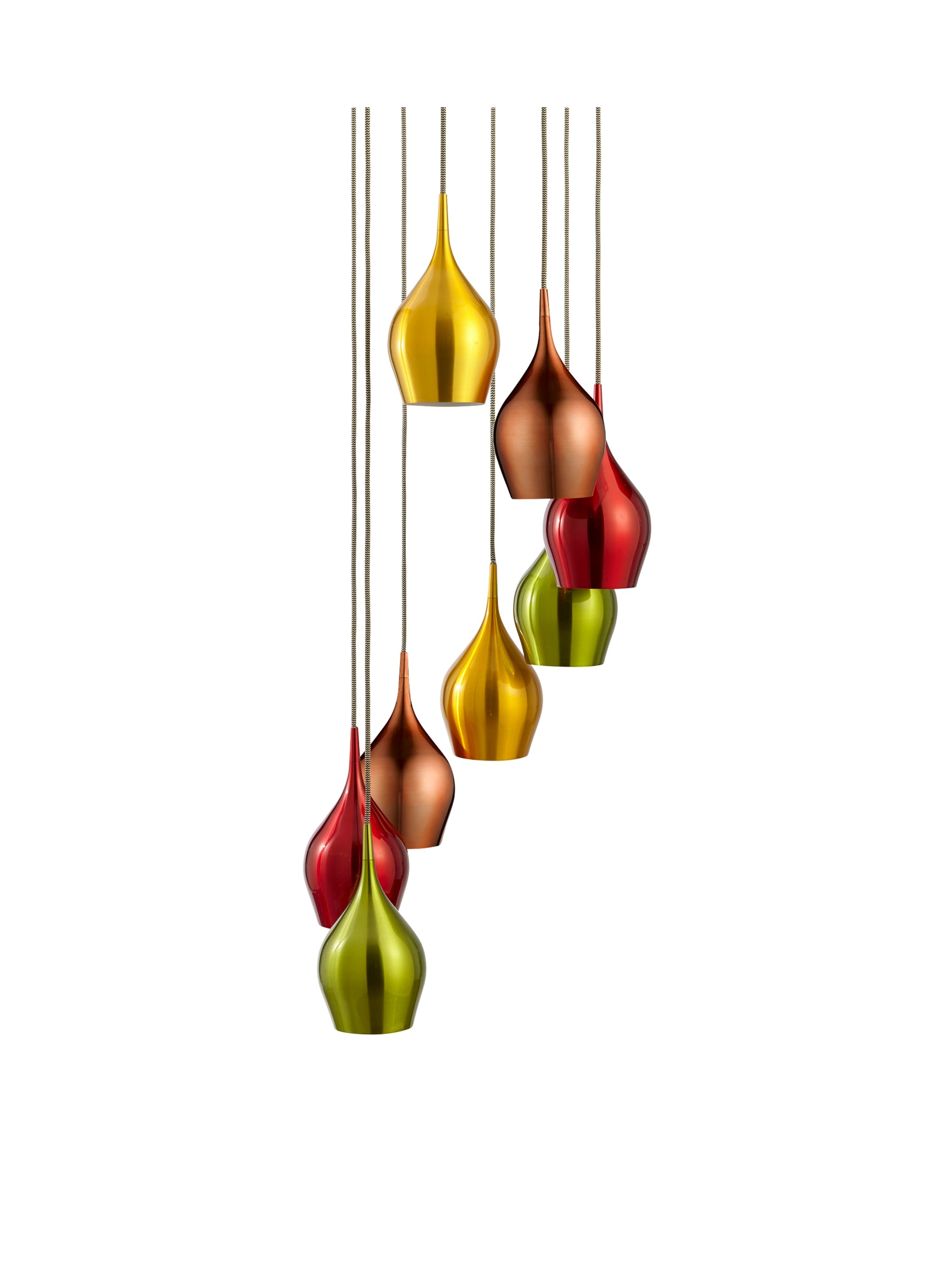 Vibrant 8Lt Multi-Drop Pendant-Metallic Multi-Coloured Metal