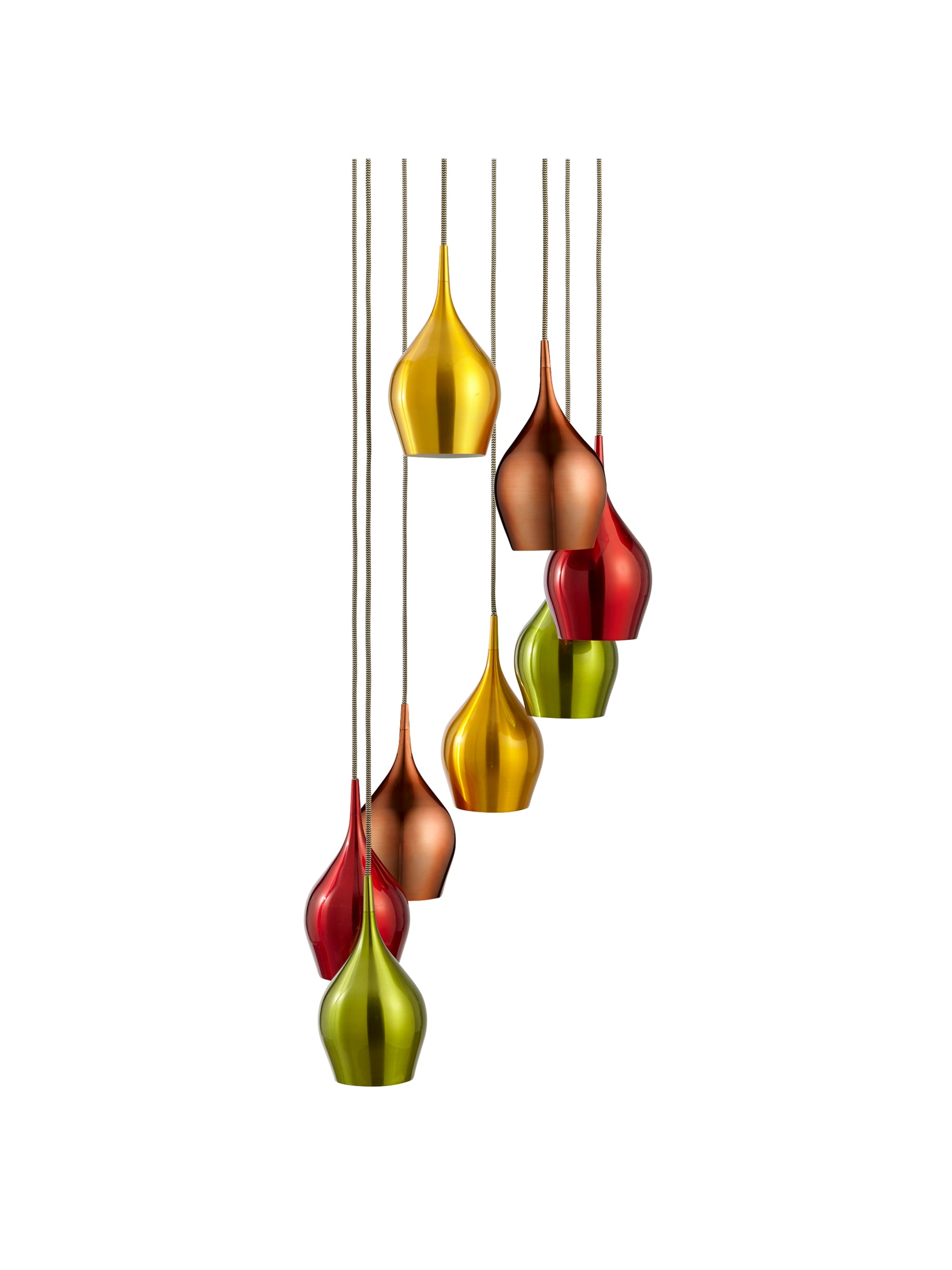 Vibrant 8Lt Multi-Drop Pendant-Metallic Multi-Coloured Metal