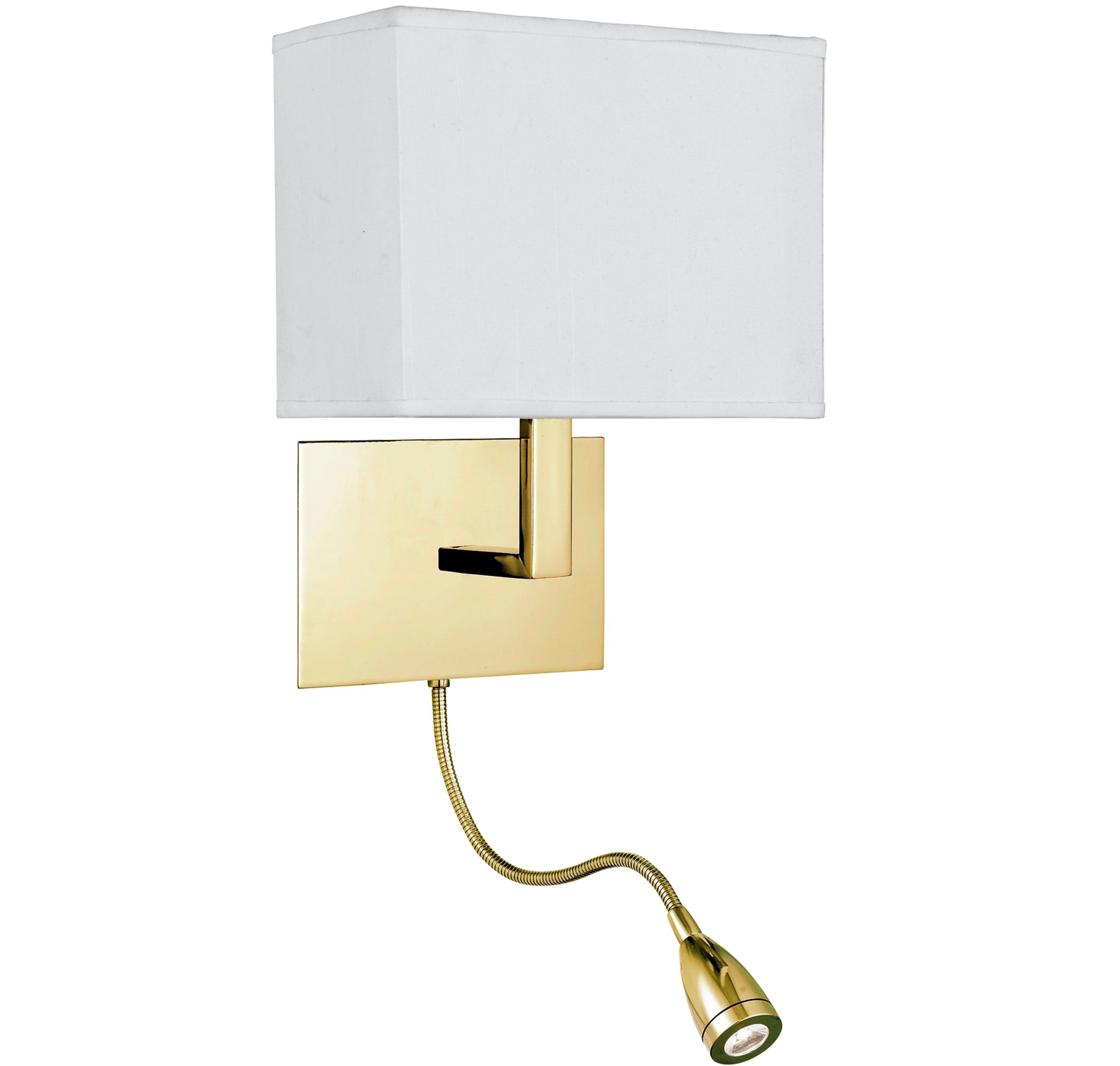 Hotel Wall Light- Satin Brass Metal & White Fabric Shade