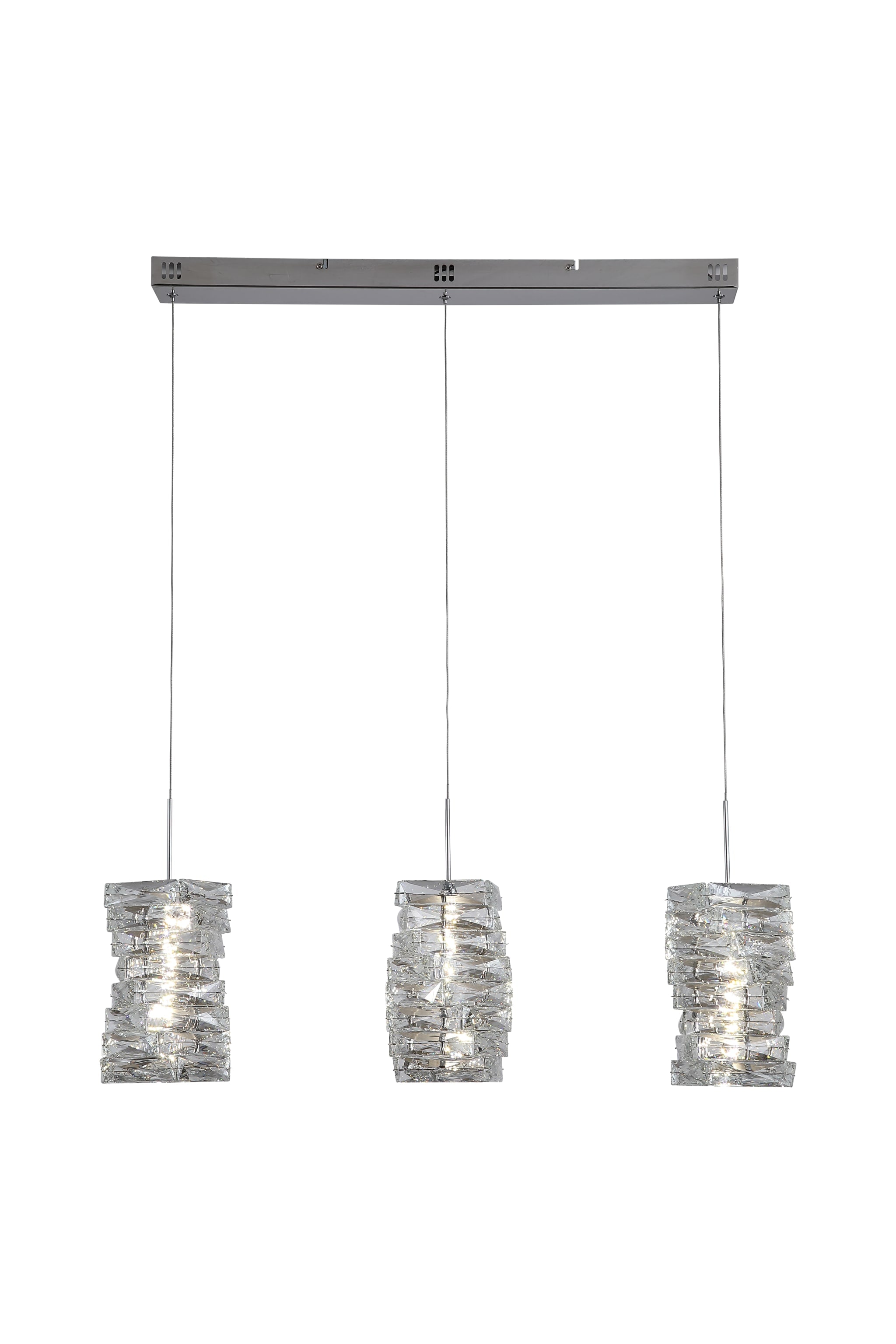 Modena LED 3Lt Bar Pendant, Chrome with Clear Crystal