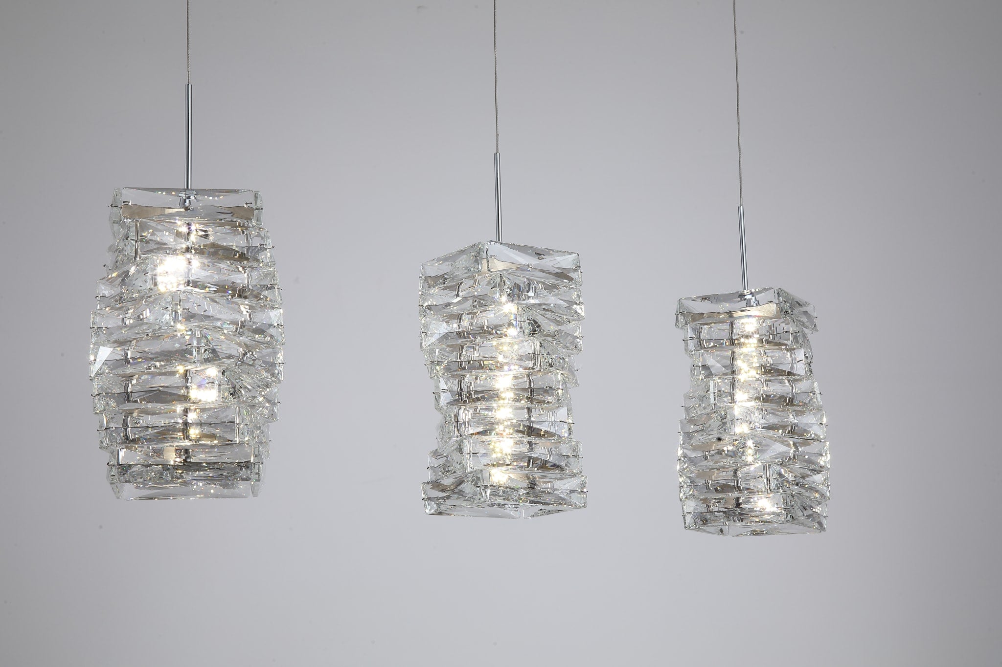 Modena LED 3Lt Bar Pendant, Chrome with Clear Crystal
