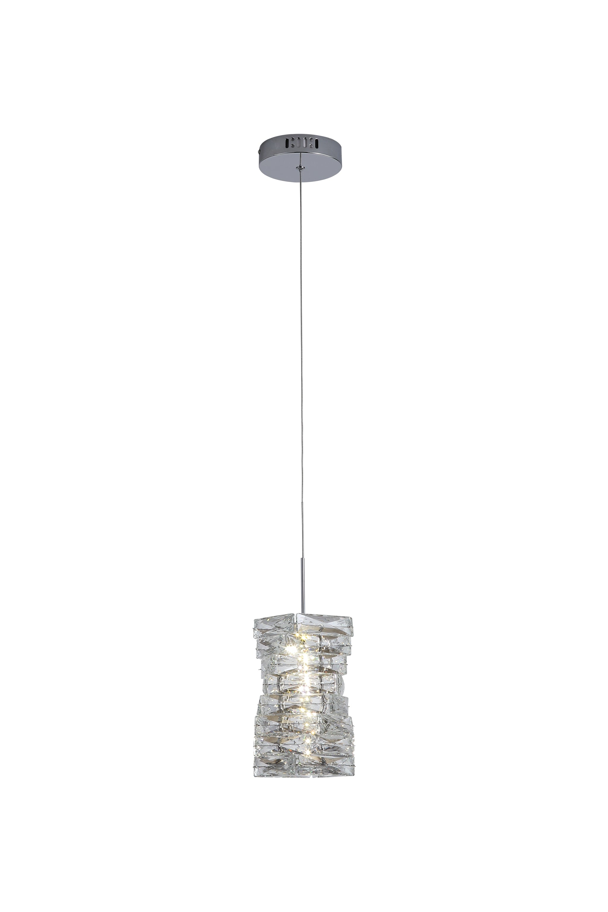 Modena LED Pendant, Chrome and Clear Crystal