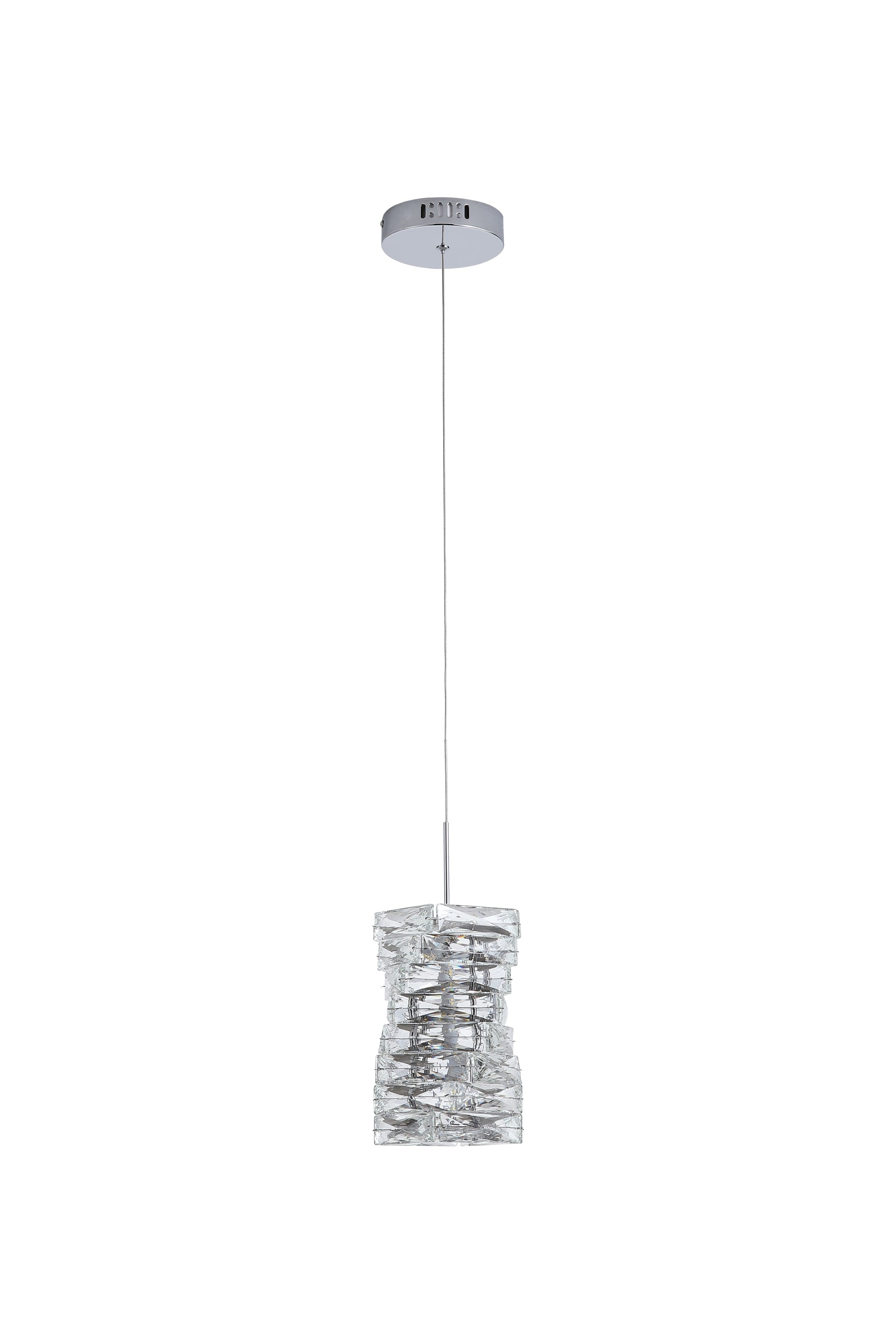Modena LED Pendant, Chrome and Clear Crystal