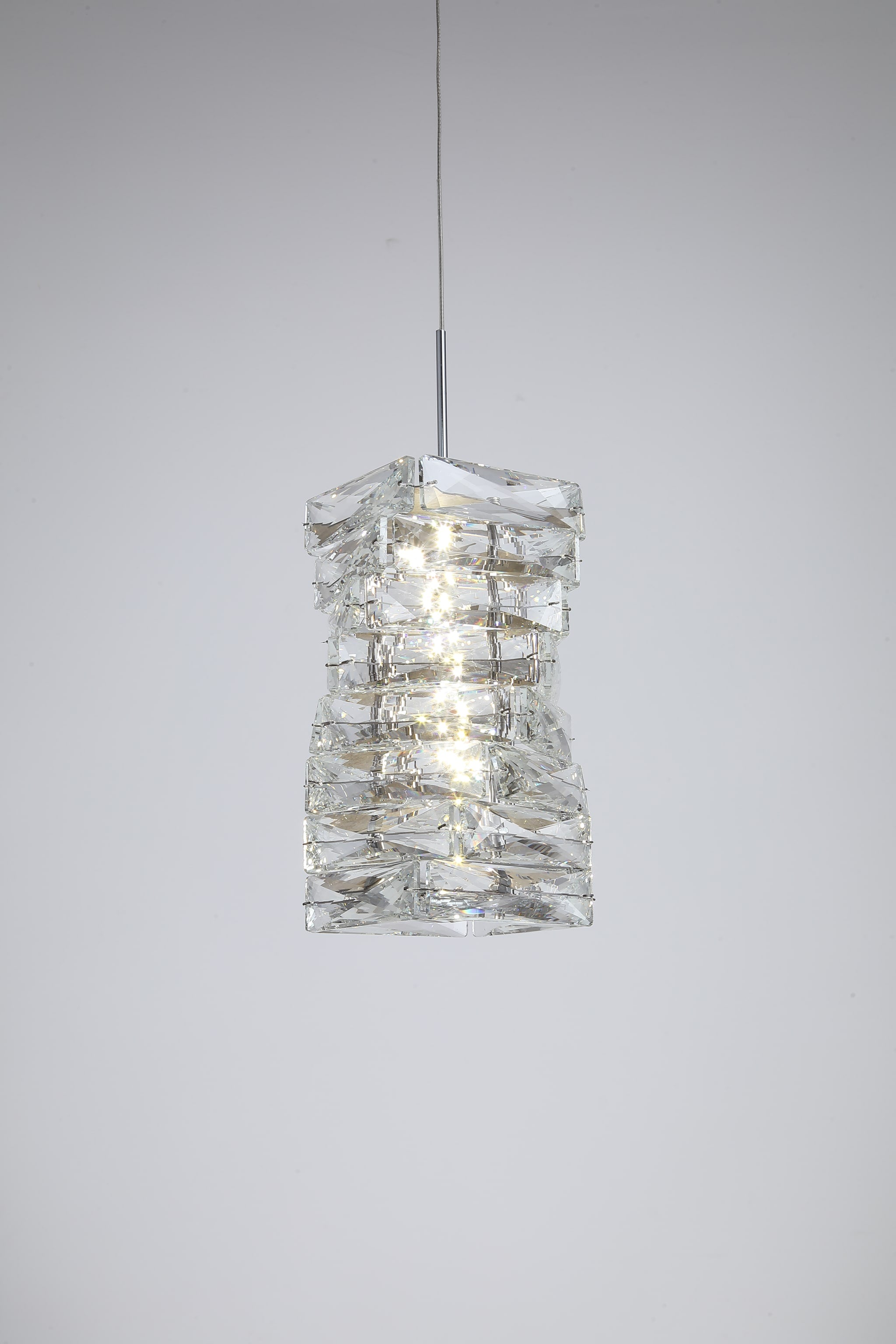 Modena LED Pendant, Chrome and Clear Crystal