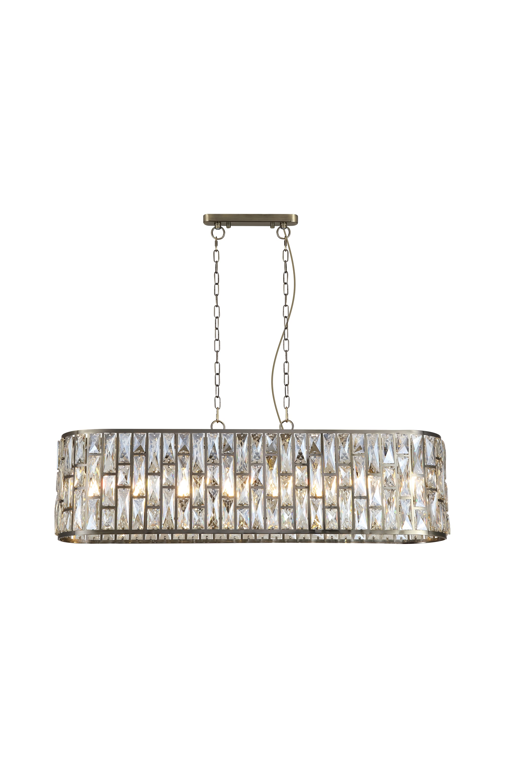Bijou 8Lt Oval Diner Pendant Antique Brass Metal & Champagne