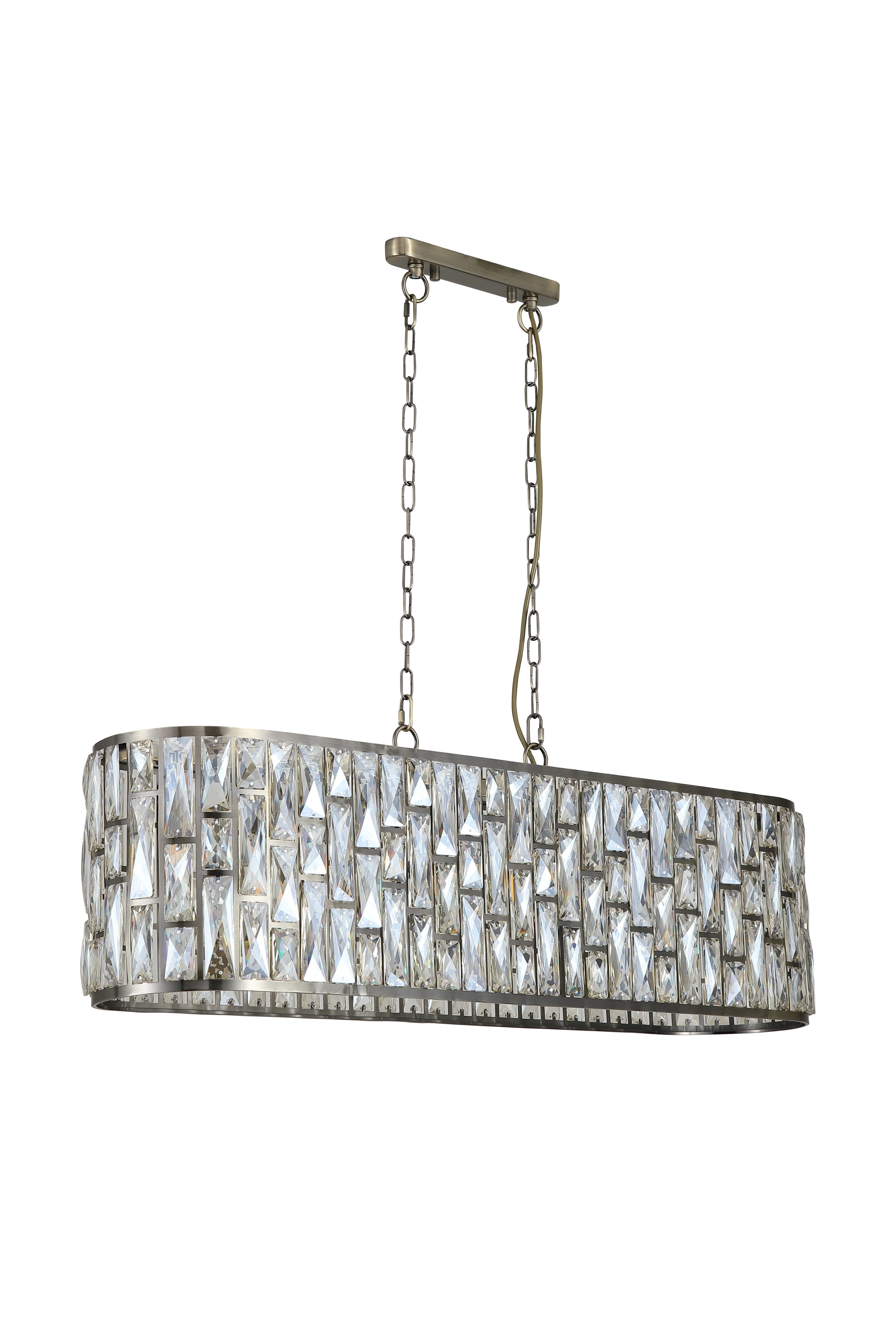 Bijou 8Lt Oval Diner Pendant Antique Brass Metal & Champagne