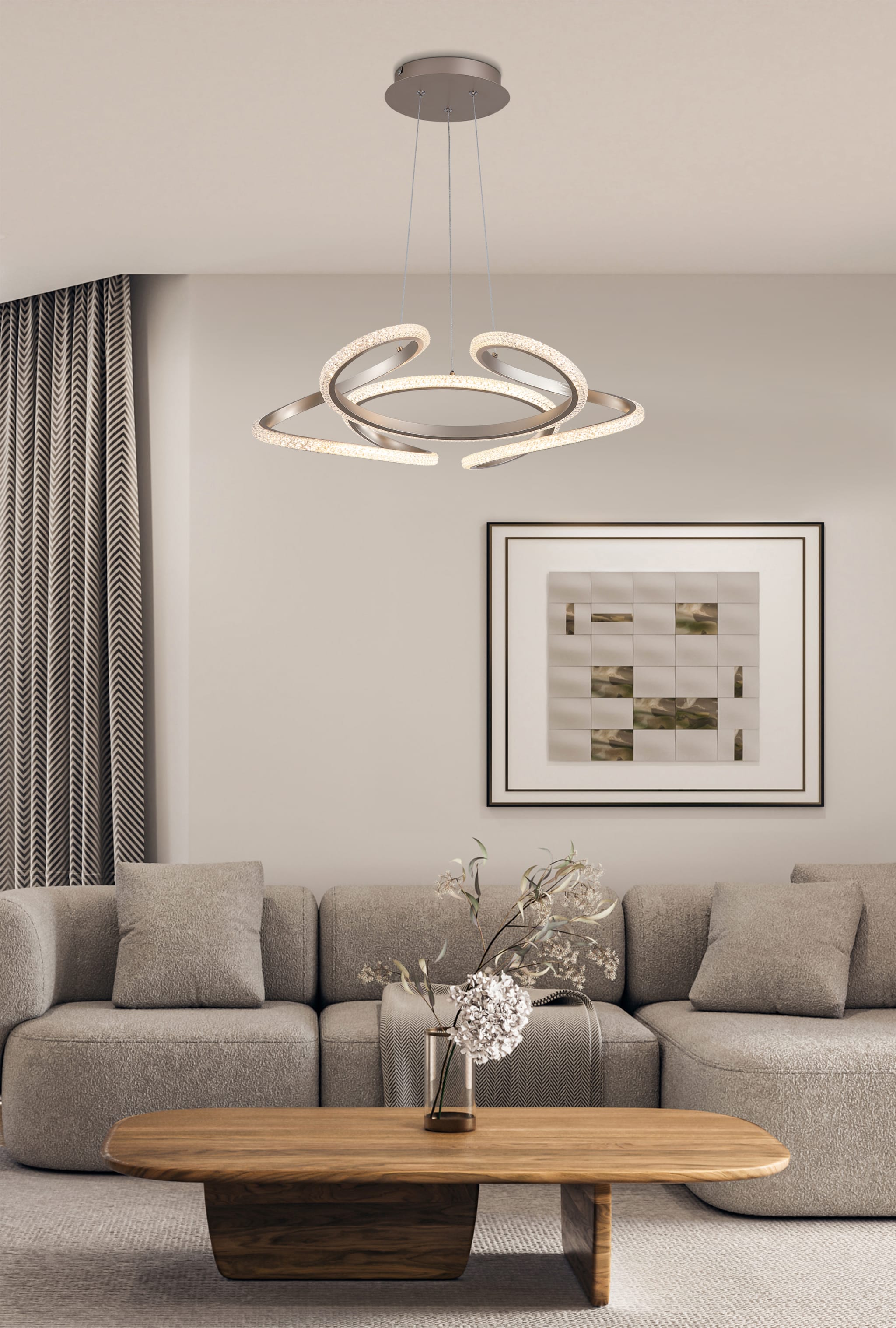 Doodle LED Pendant, Champagne Metal