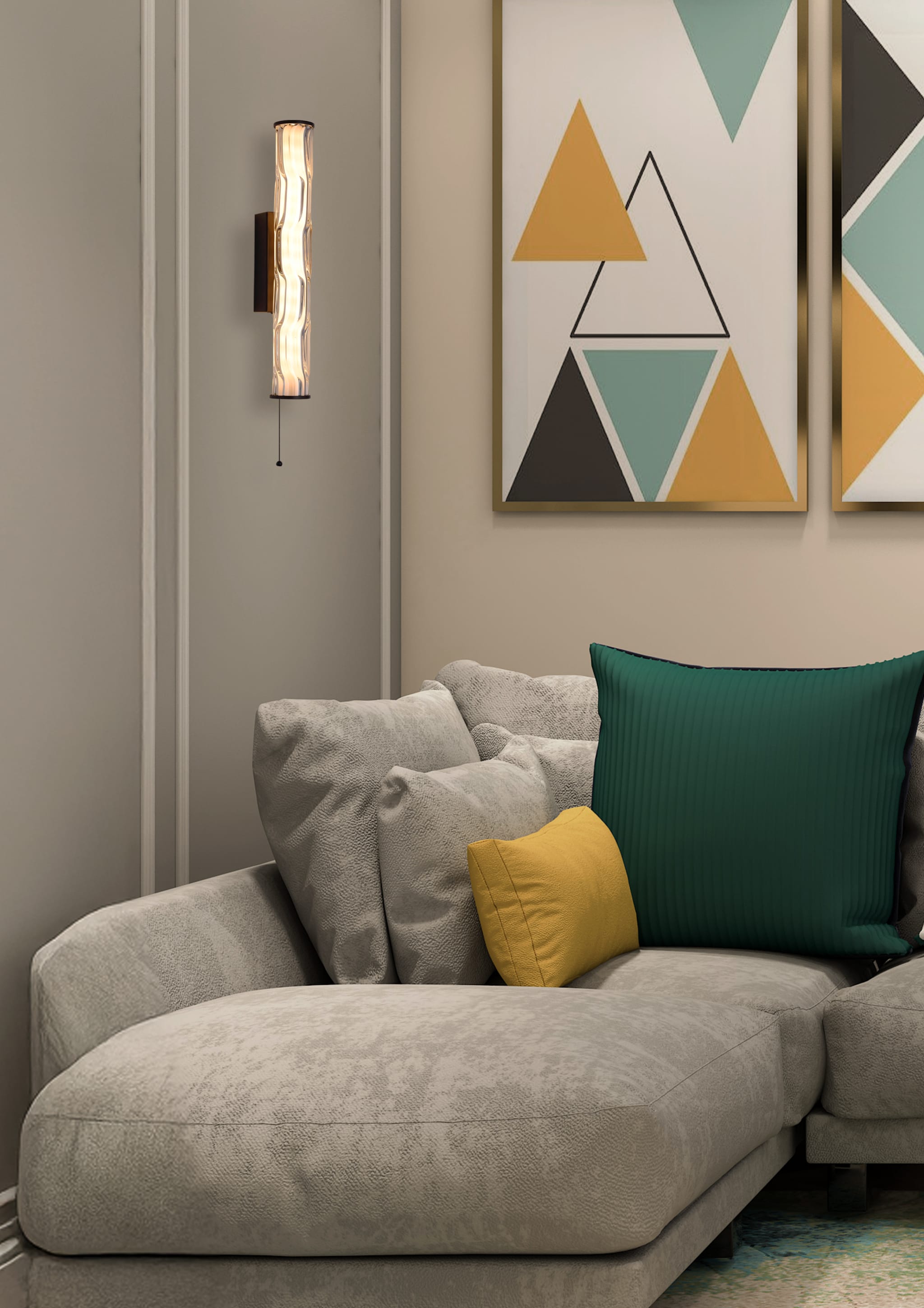 Vibrate LED Wall Light, Matt Black with Glass