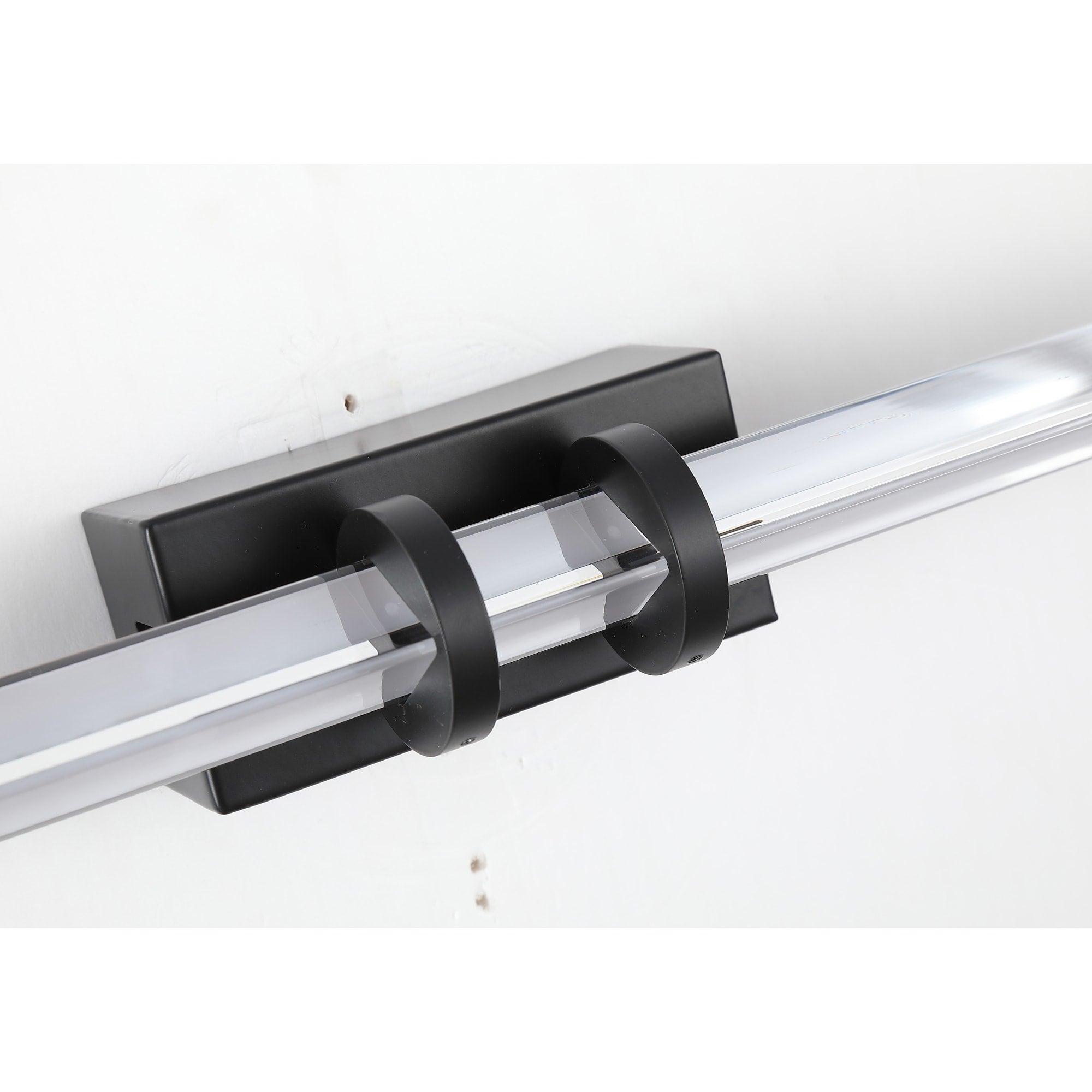 Parma LED Wall Light, Matt Black Metal & Clear Glass