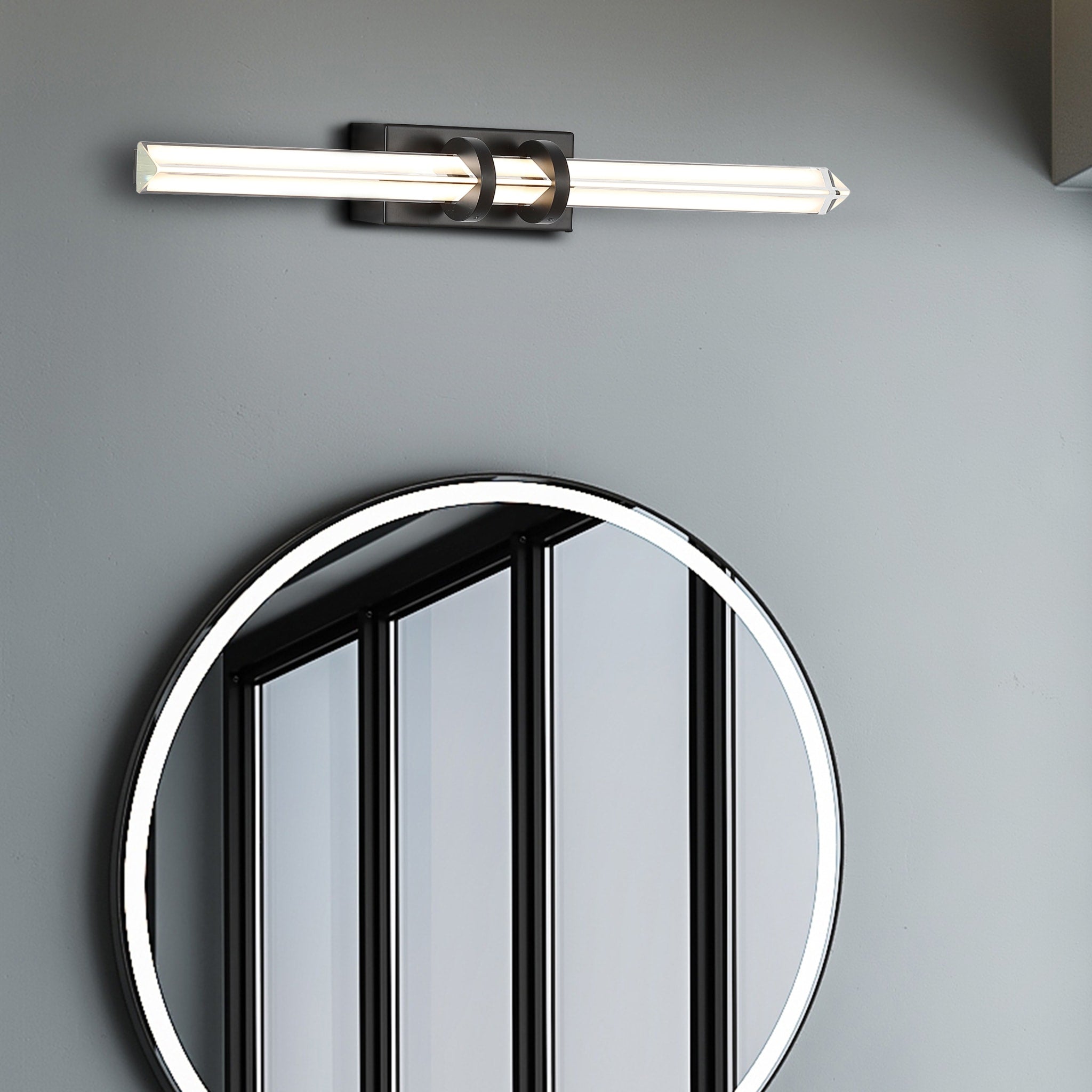 Parma LED Wall Light, Matt Black Metal & Clear Glass