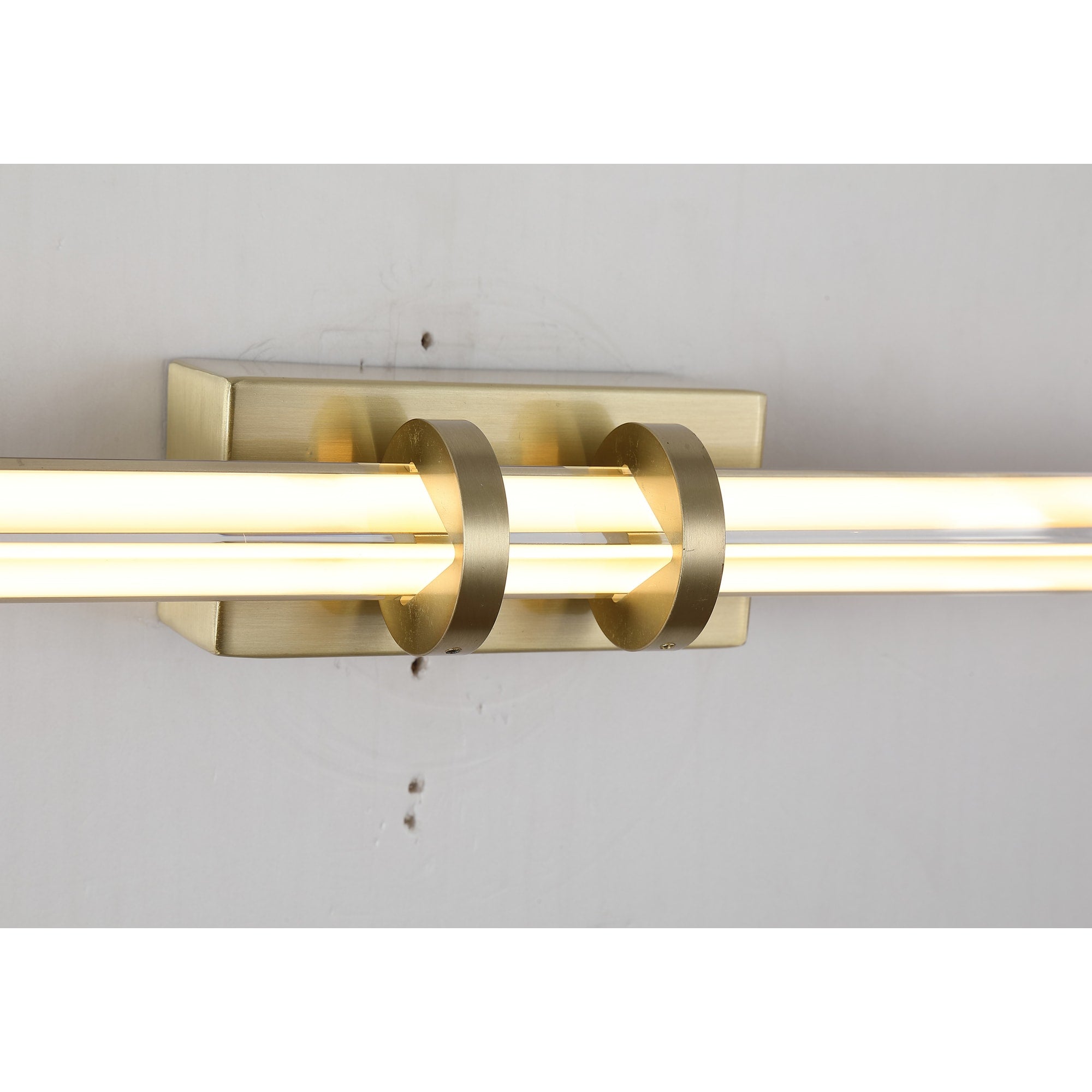 Parma LED Wall Light, Satin Brass Metal & Clear Glass