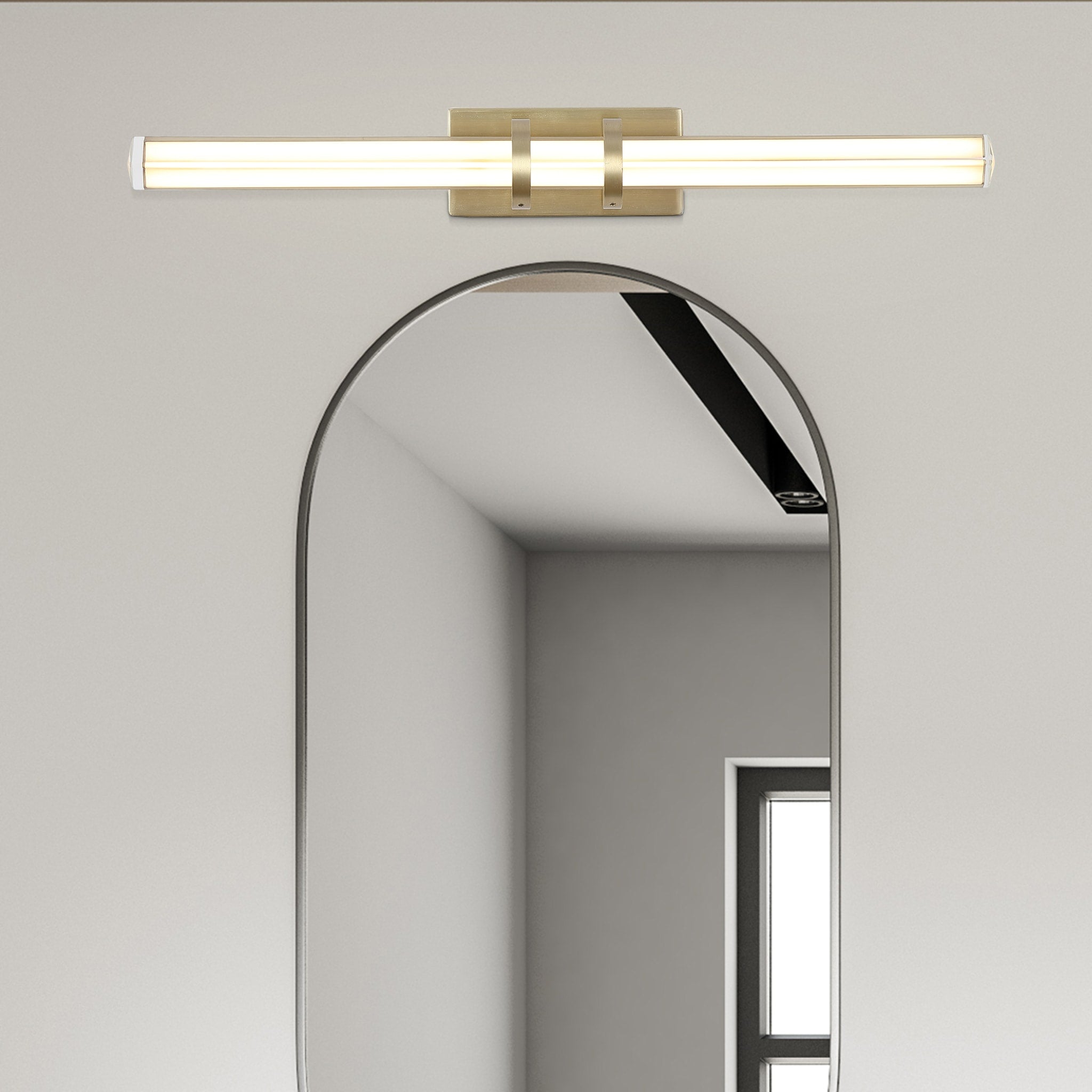 Parma LED Wall Light, Satin Brass Metal & Clear Glass