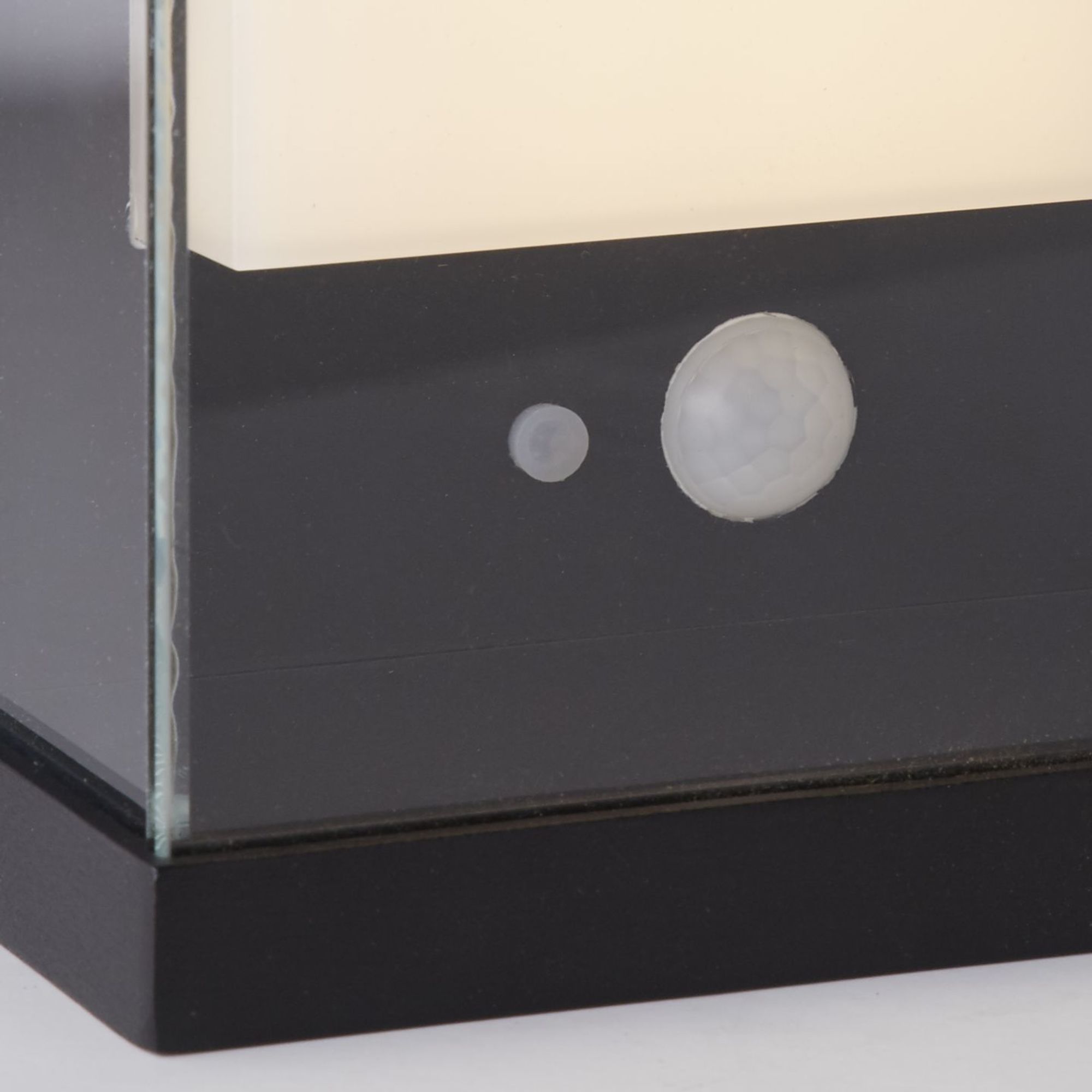 Solar Outdoor Wall Light - Black Metal & White Polycarbonate 253 x 126