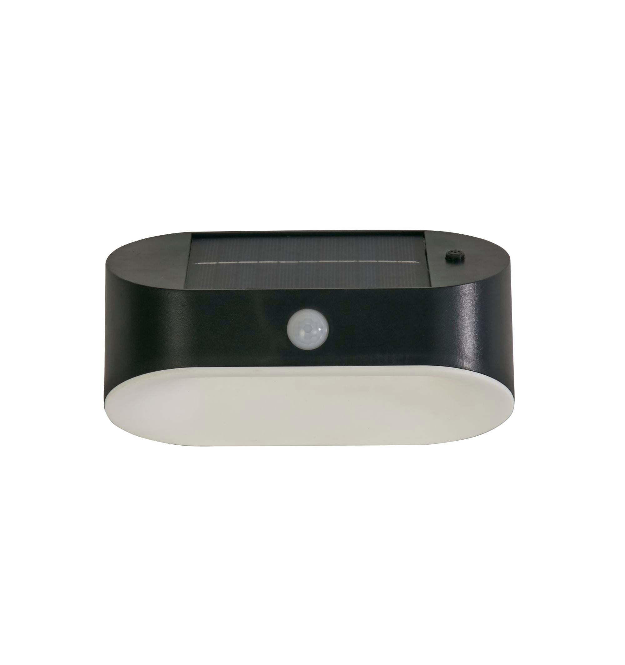 Solar Outdoor Wall Light - Black Metal Lamp, White Polycarbonate