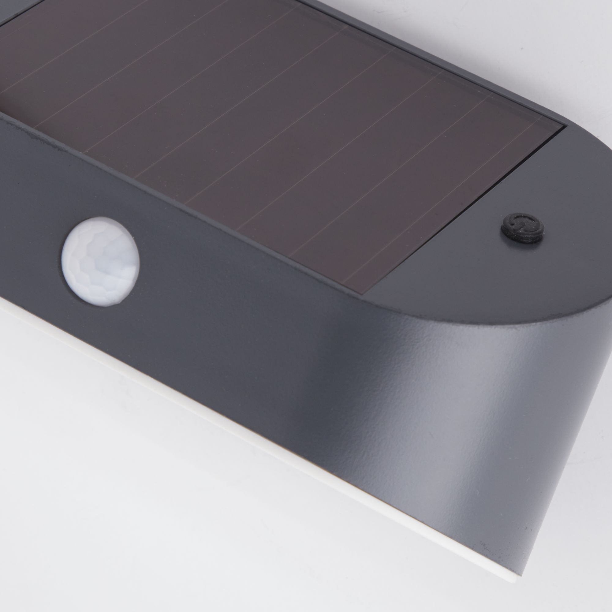Solar Outdoor Wall Light - Black Metal Lamp, White Polycarbonate