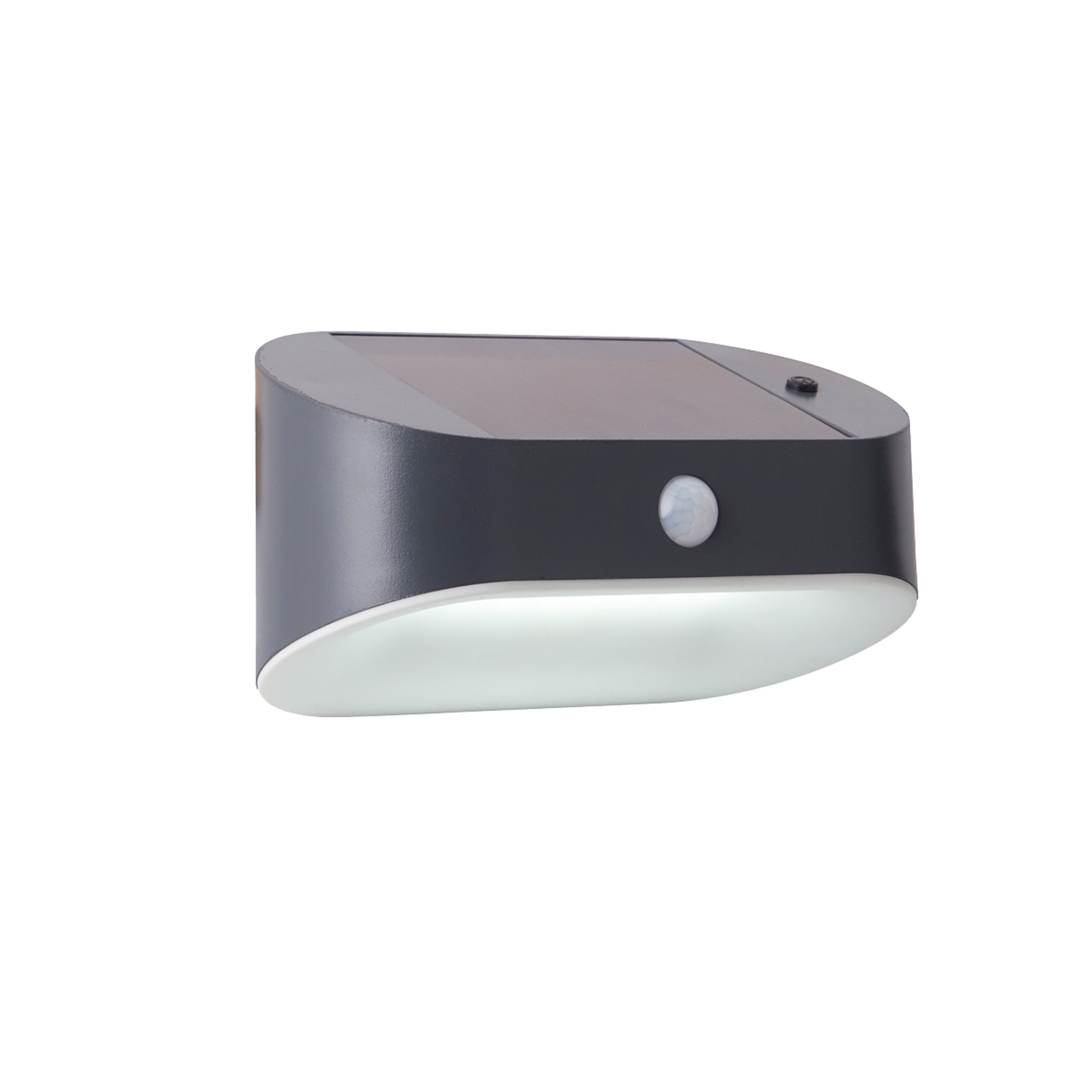 Solar Outdoor Wall Light - Black Metal Lamp, White Polycarbonate