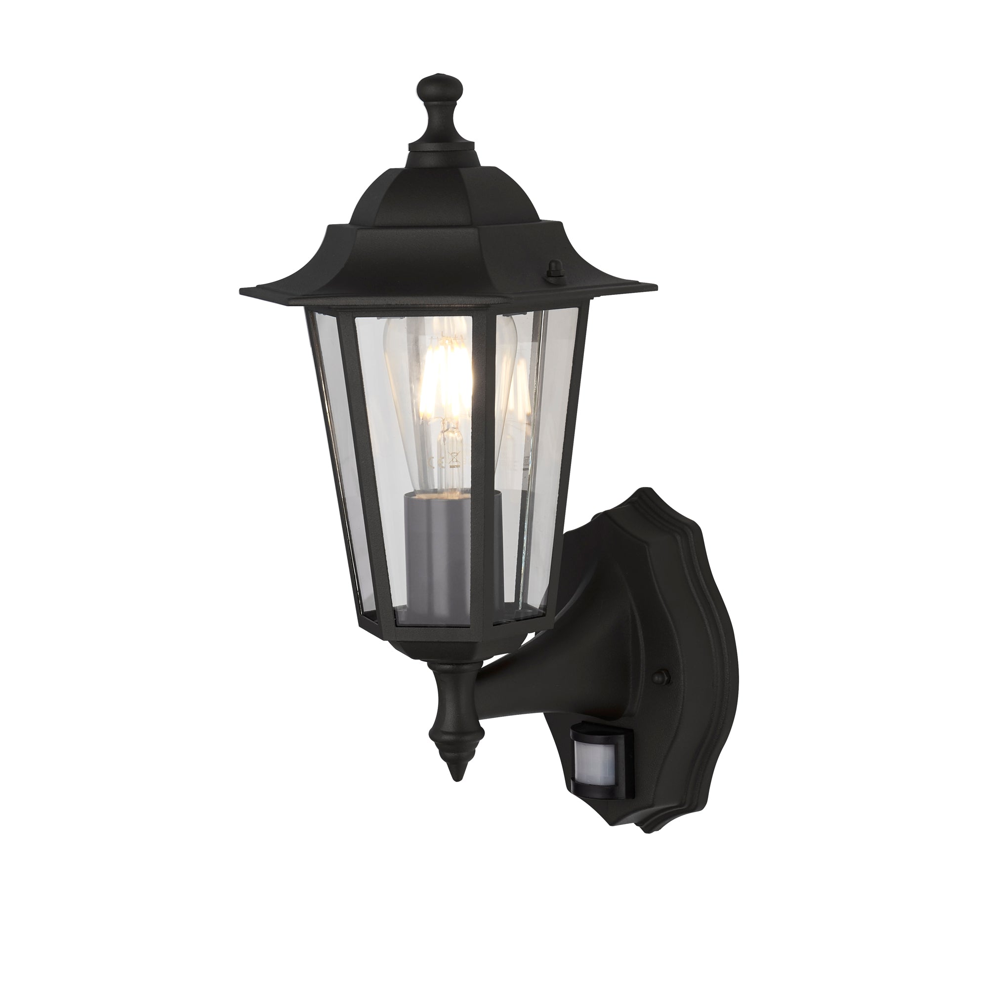 Alex Outdoor Wall Light - Black Metal & Glass Matt Black and Clear / 170 x 370