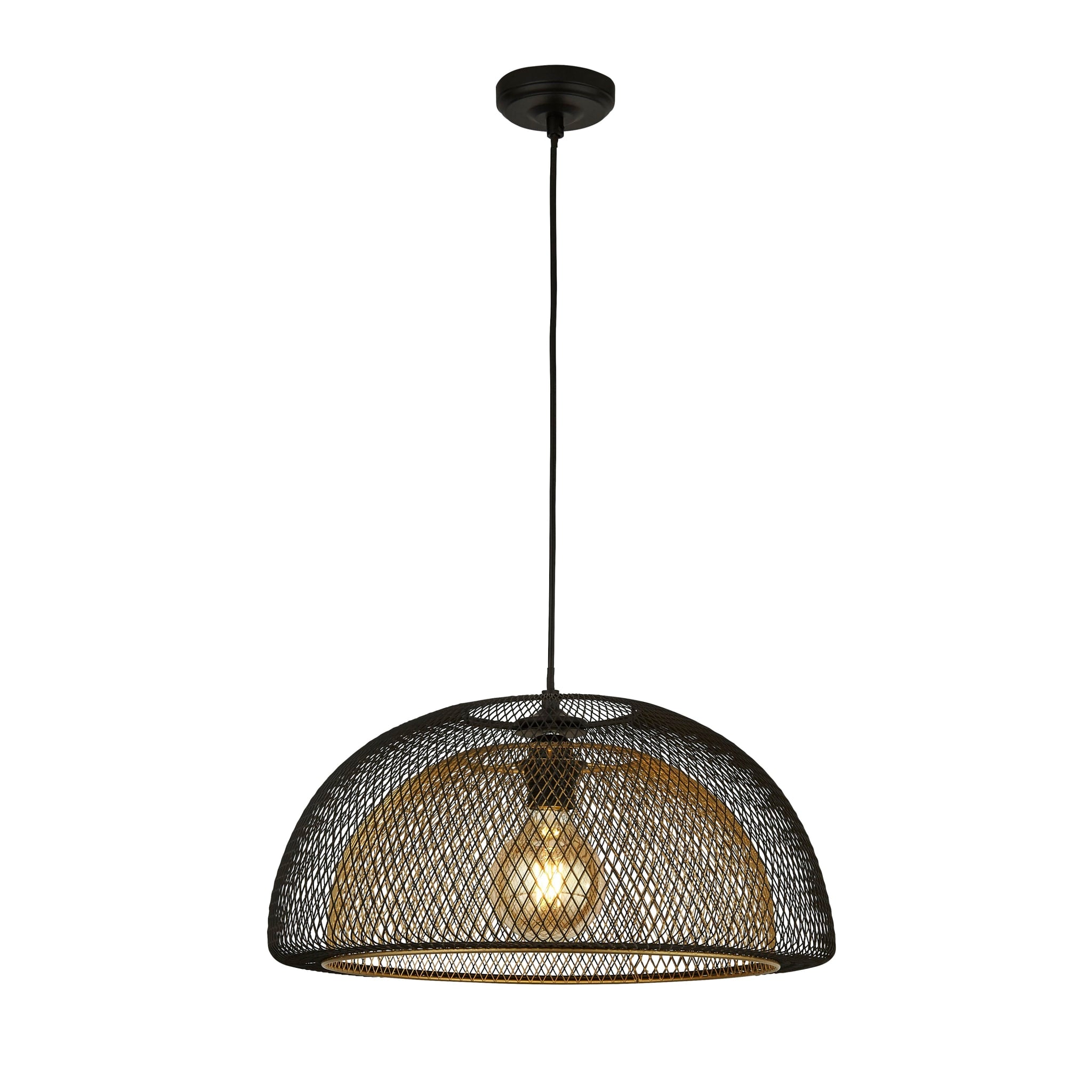 Honeycomb Pendant - Black Metal & Gold Mesh