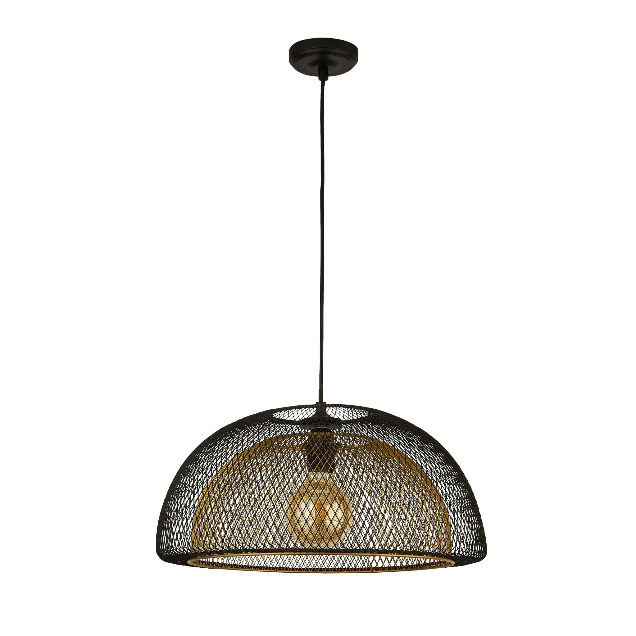 Honeycomb Pendant - Black Metal & Gold Mesh