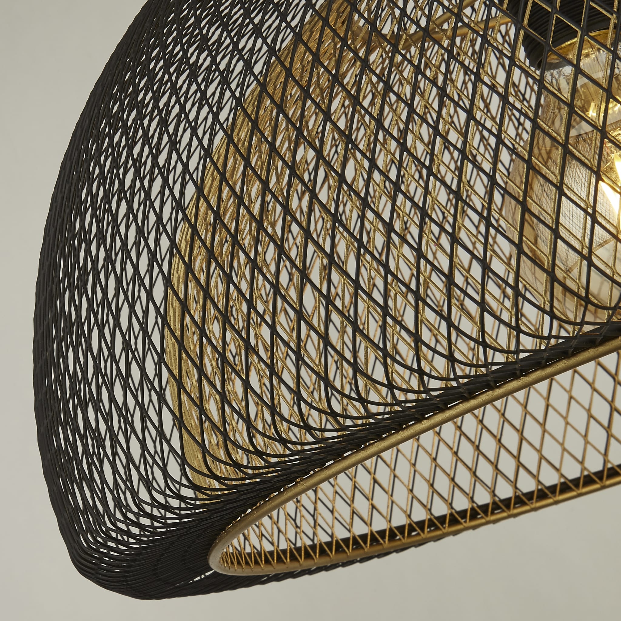 Honeycomb Pendant - Black Metal & Gold Mesh