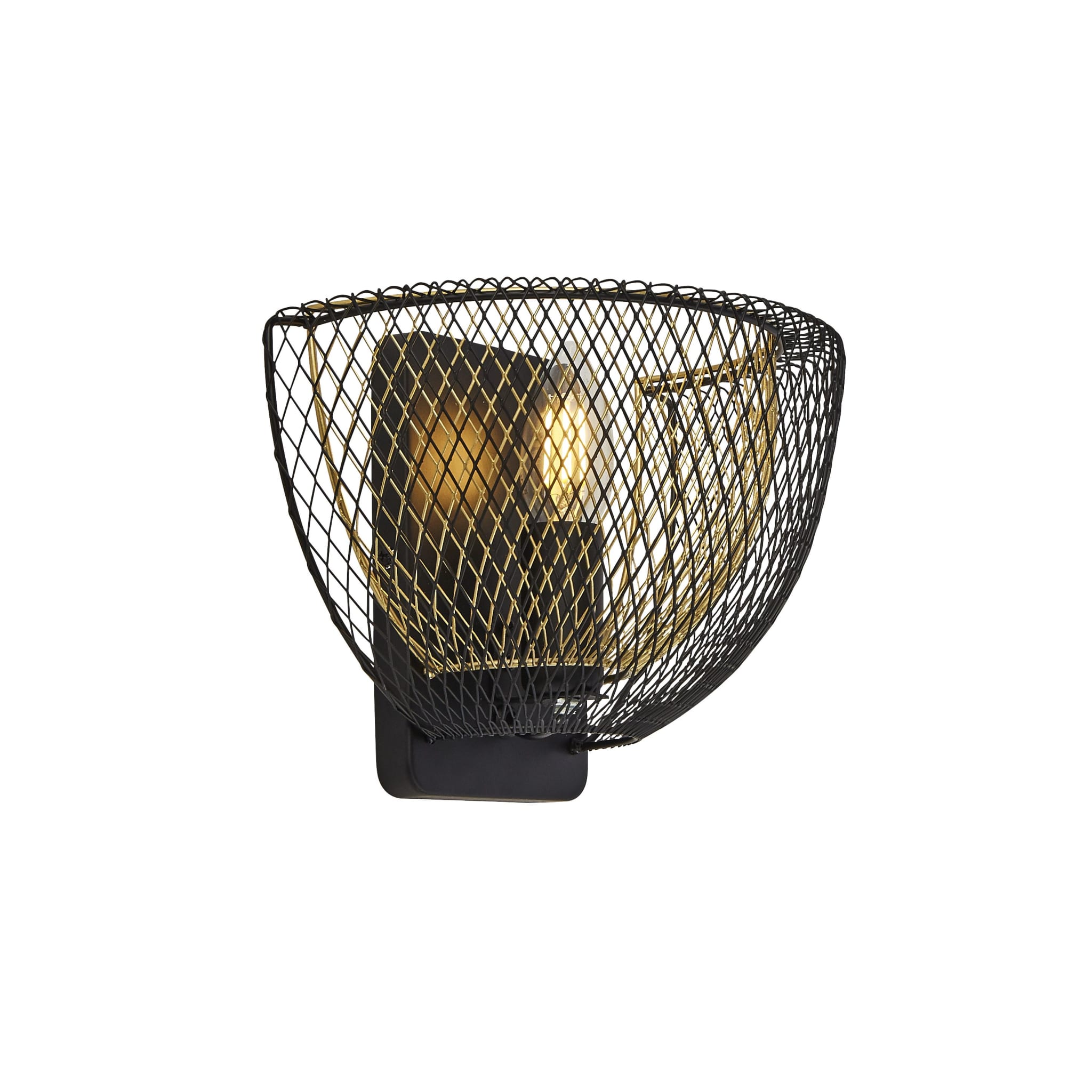 Honeycomb Wall Light  - Black Metal & Gold Mesh