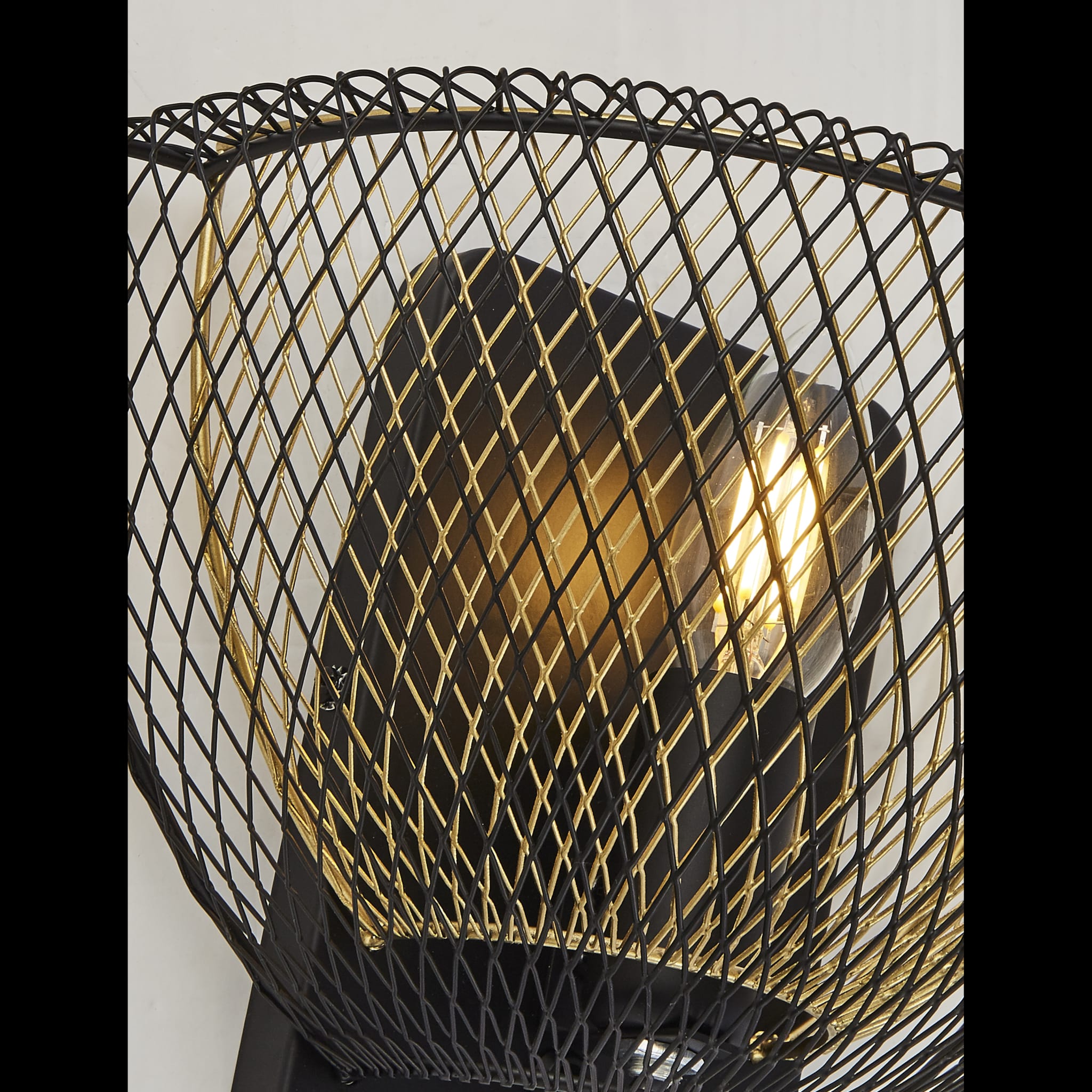 Honeycomb Wall Light  - Black Metal & Gold Mesh
