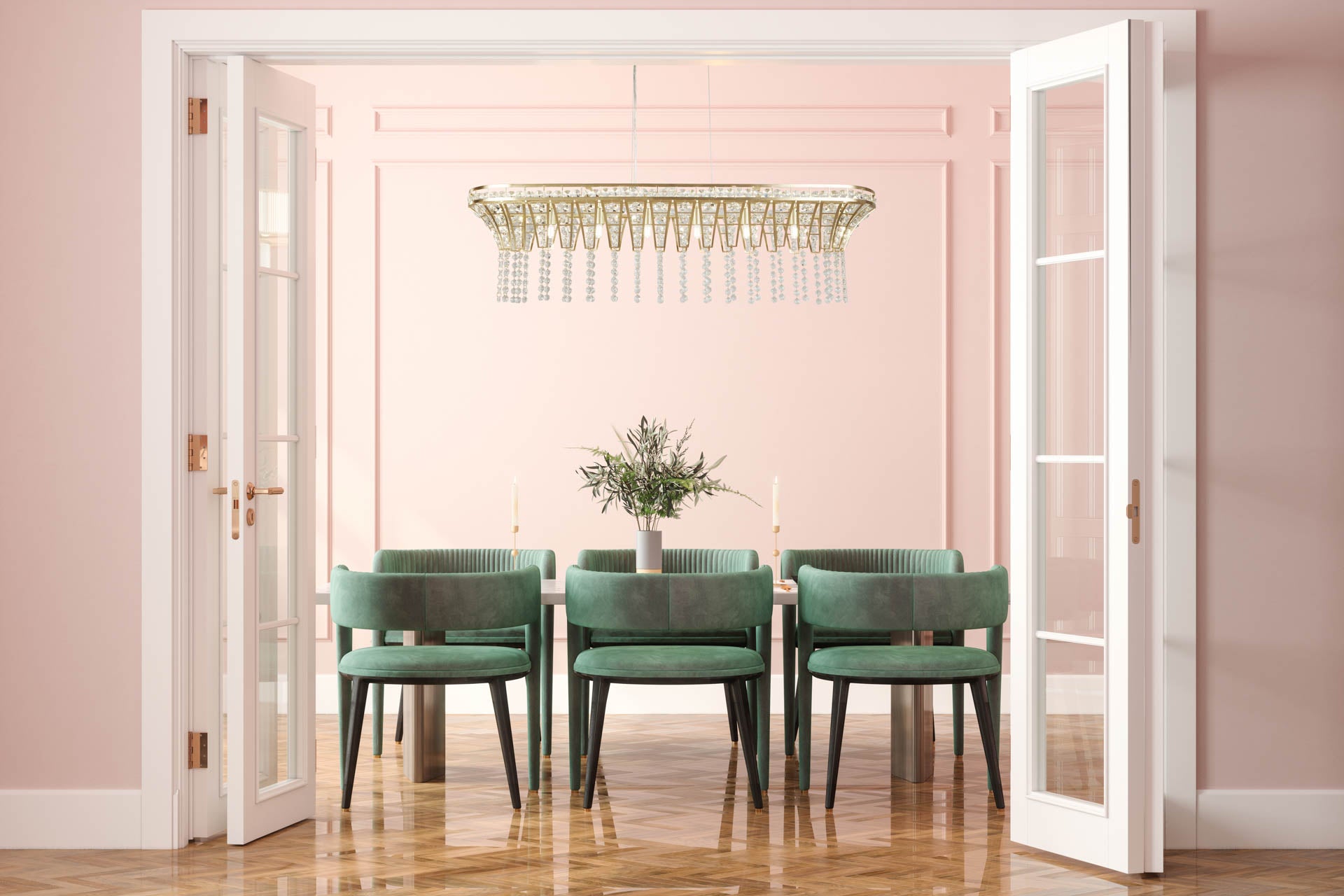 Gemma Bar Pendant - Satin Brass & Clear Crystal