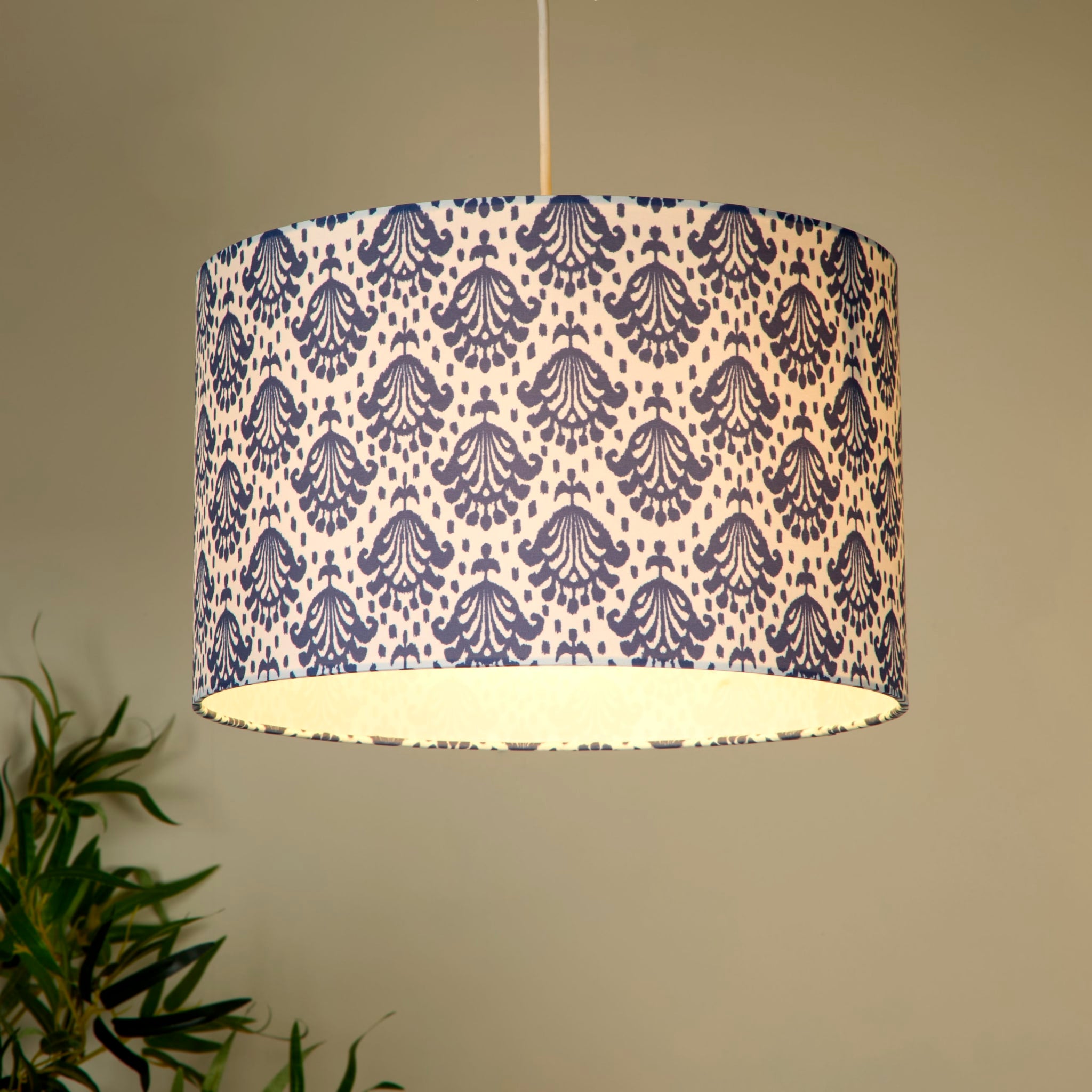 June Sapphire Print Drum Shade