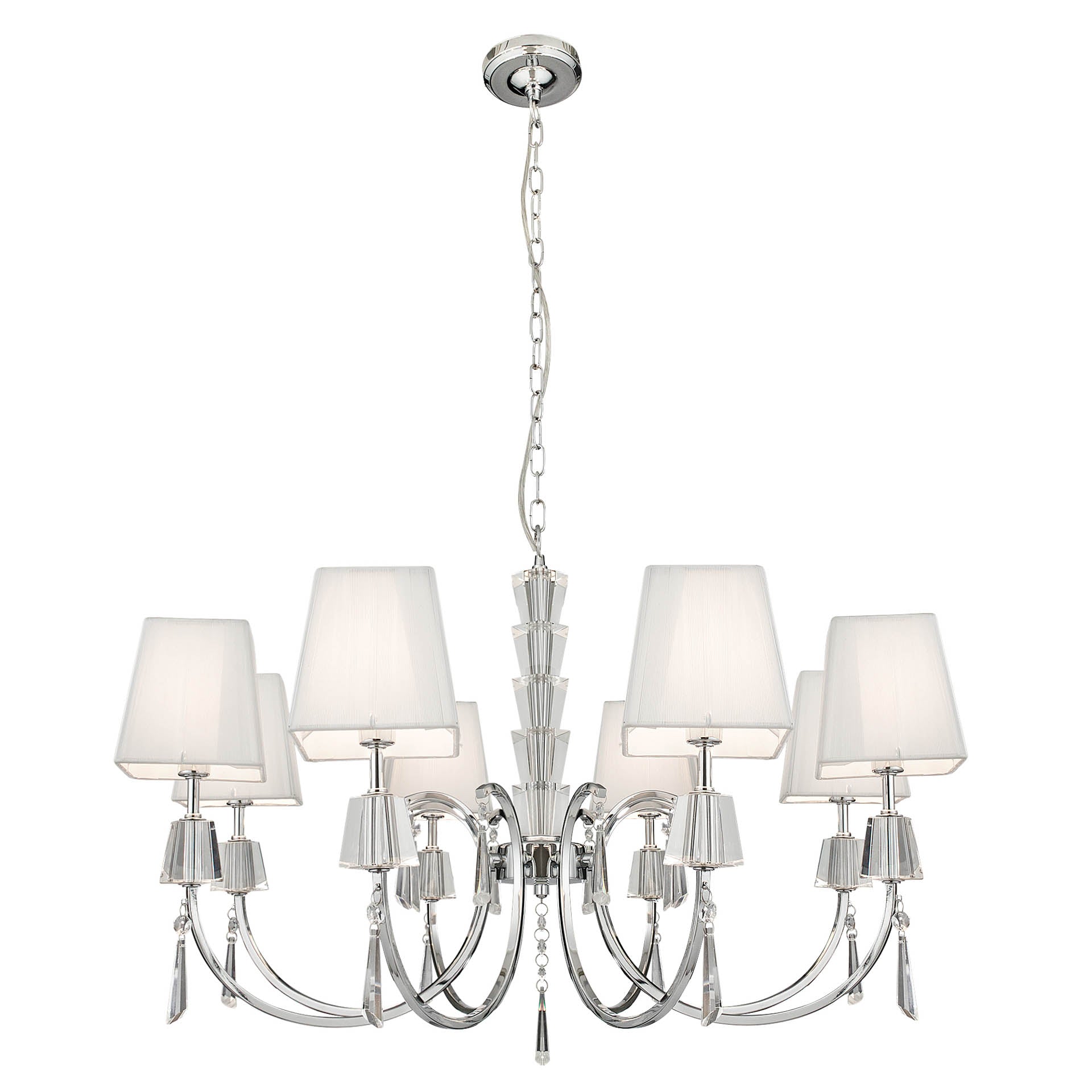 Portico  Pendant - Chrome Metal, Acrylic & String Shades 8
