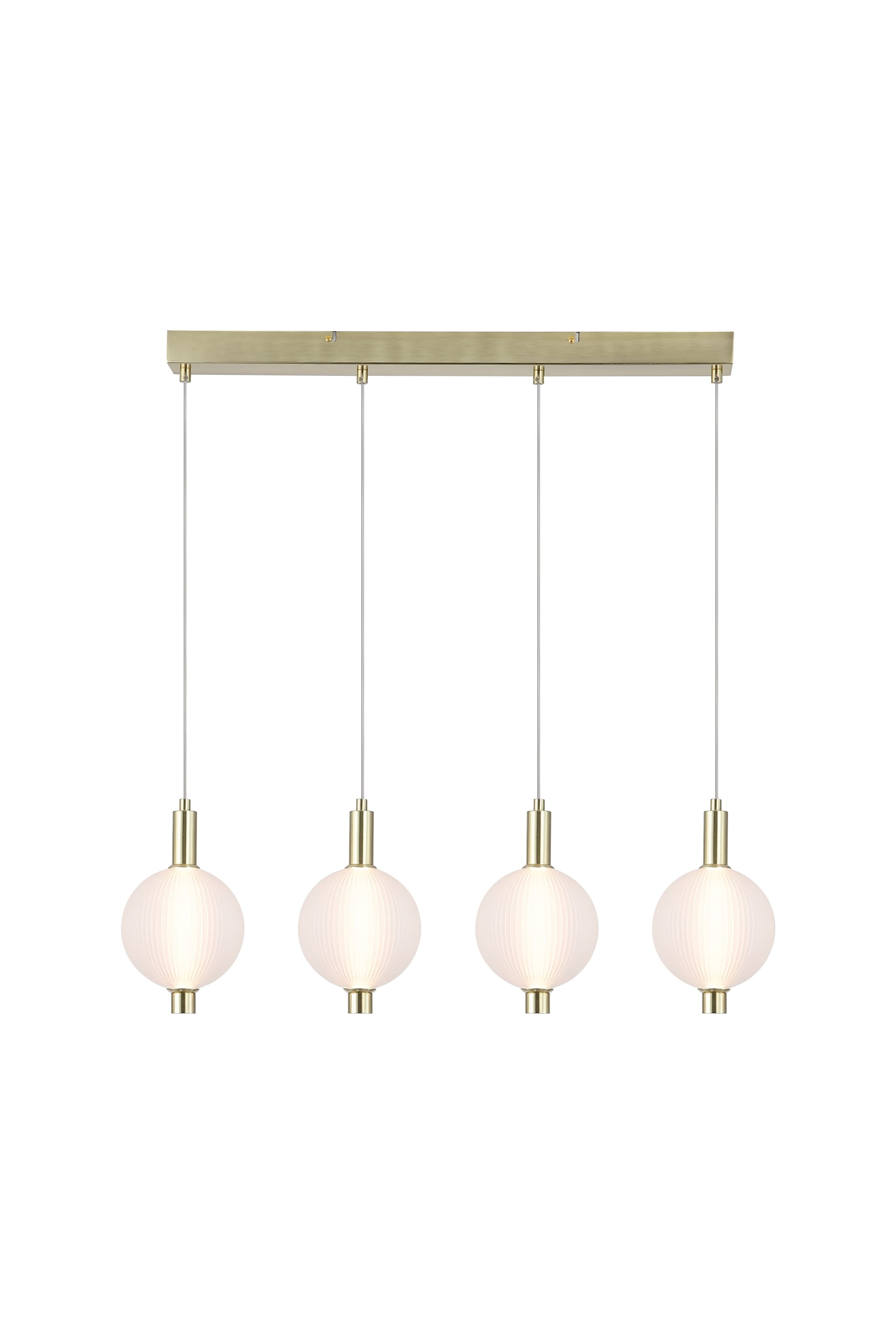 Luminique LED 4Lt Bar Pendant, Satin Brass Metal with Glass
