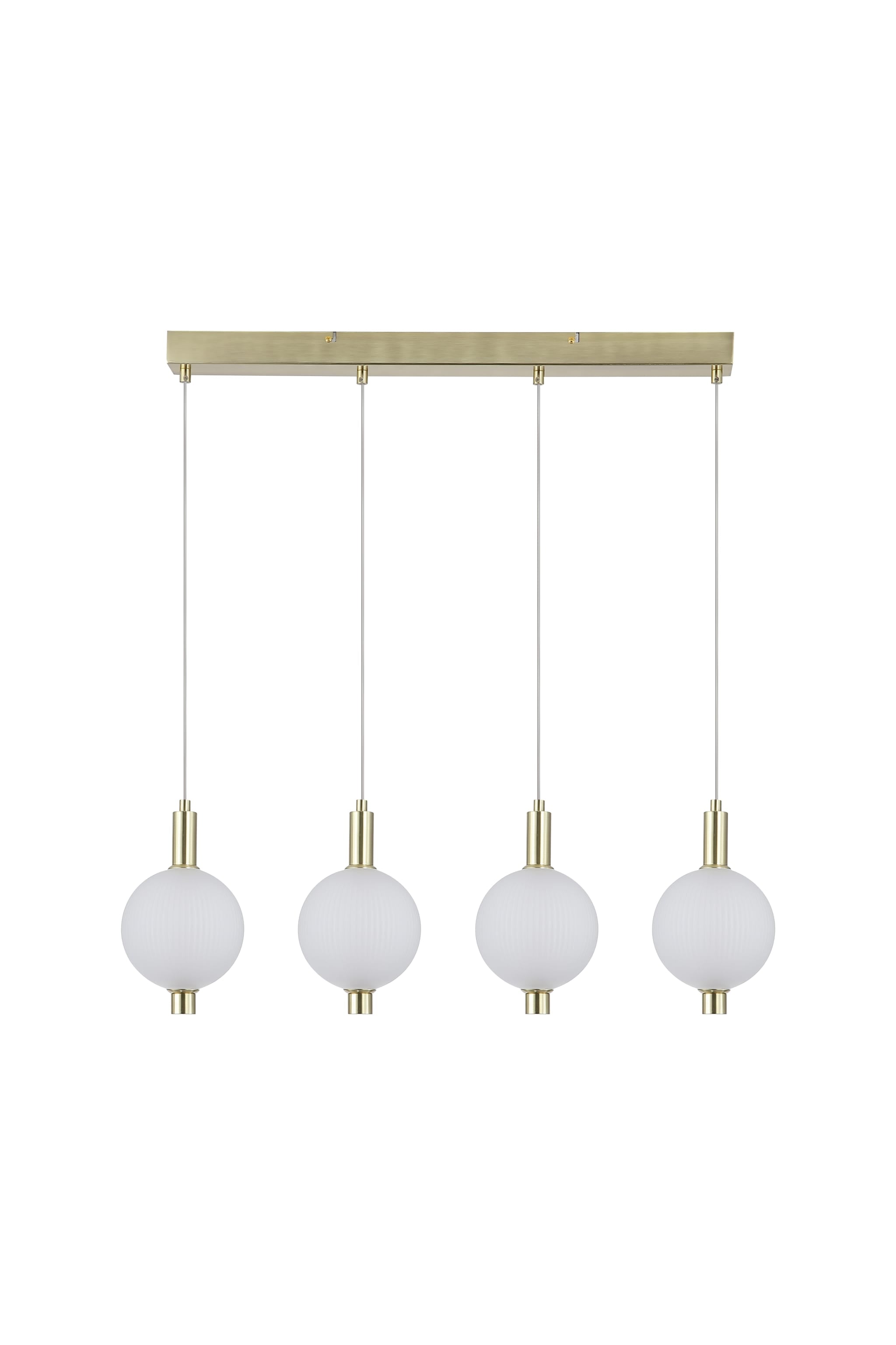 Luminique LED 4Lt Bar Pendant, Satin Brass Metal with Glass