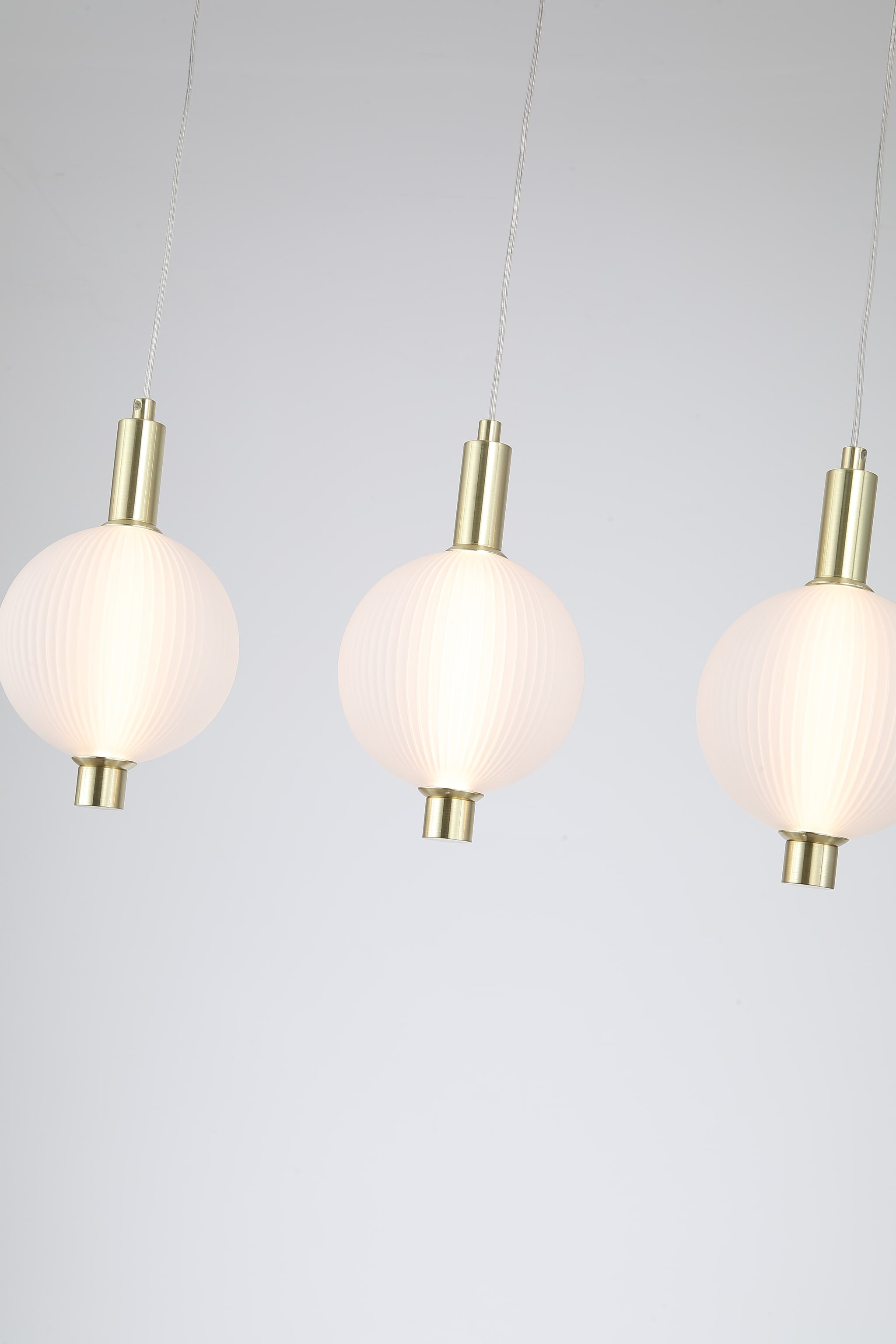 Luminique LED 4Lt Bar Pendant, Satin Brass Metal with Glass
