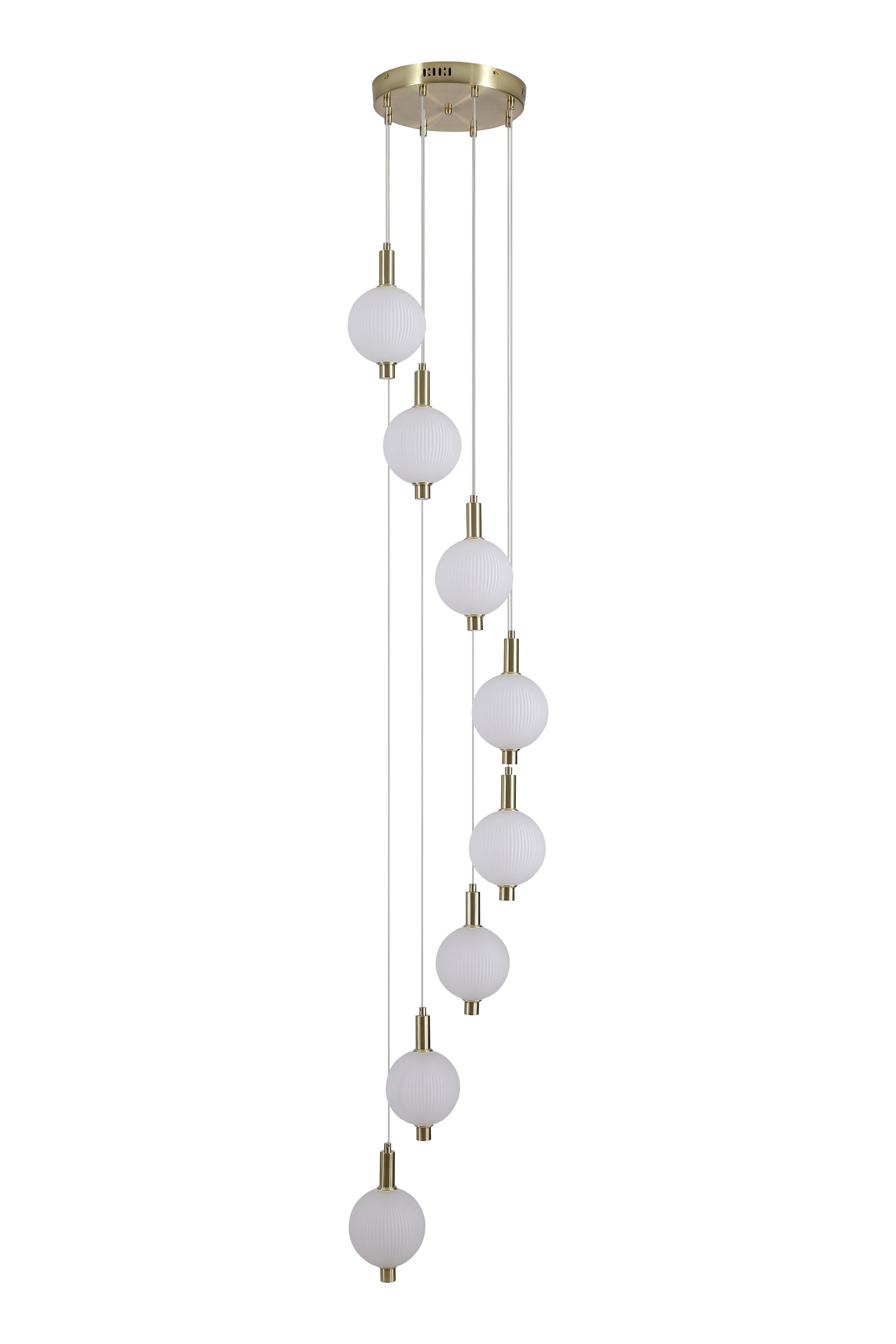 Luminique LED 8Lt Pendant, Satin Brass Metal with Glass