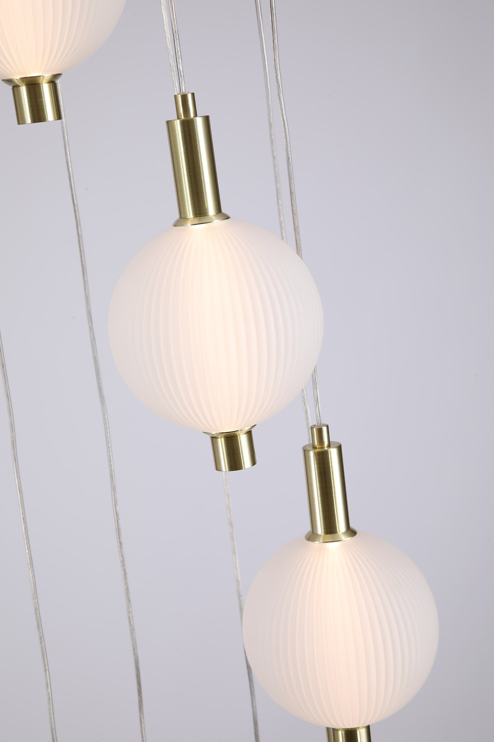Luminique LED 8Lt Pendant, Satin Brass Metal with Glass