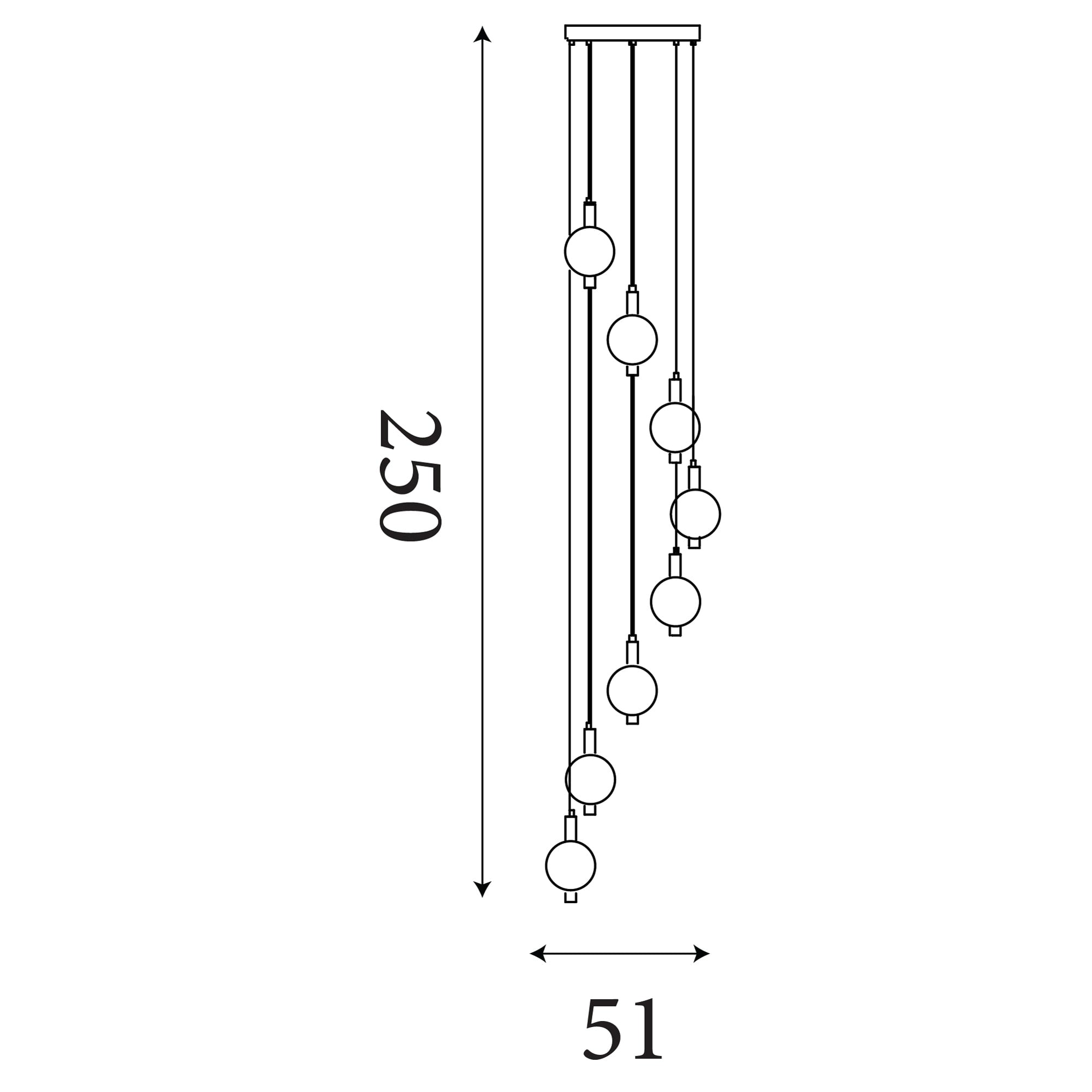 Luminique LED 8Lt Pendant, Satin Brass Metal with Glass