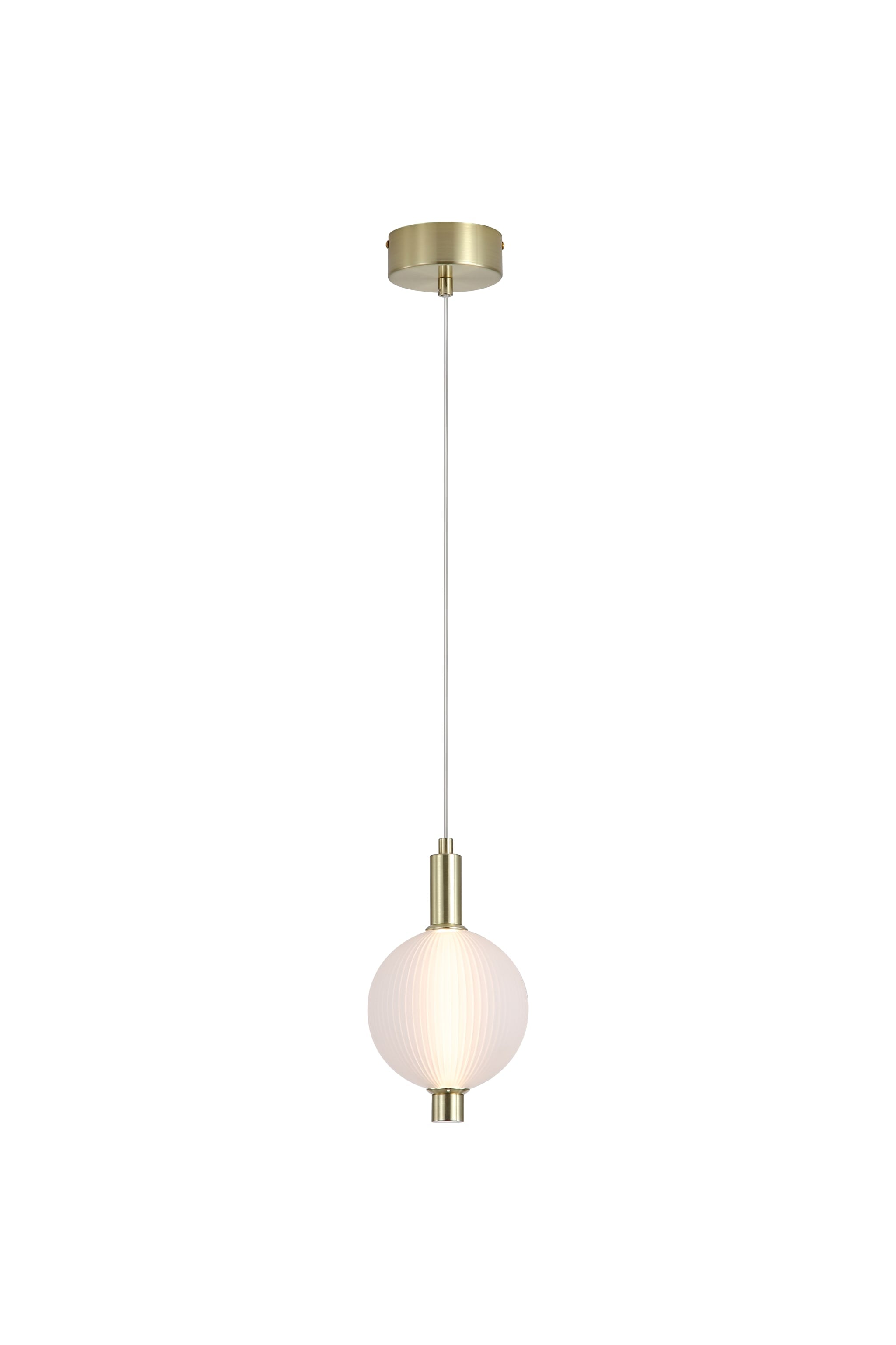 Luminique LED Pendant, Satin Brass Metal with Glass