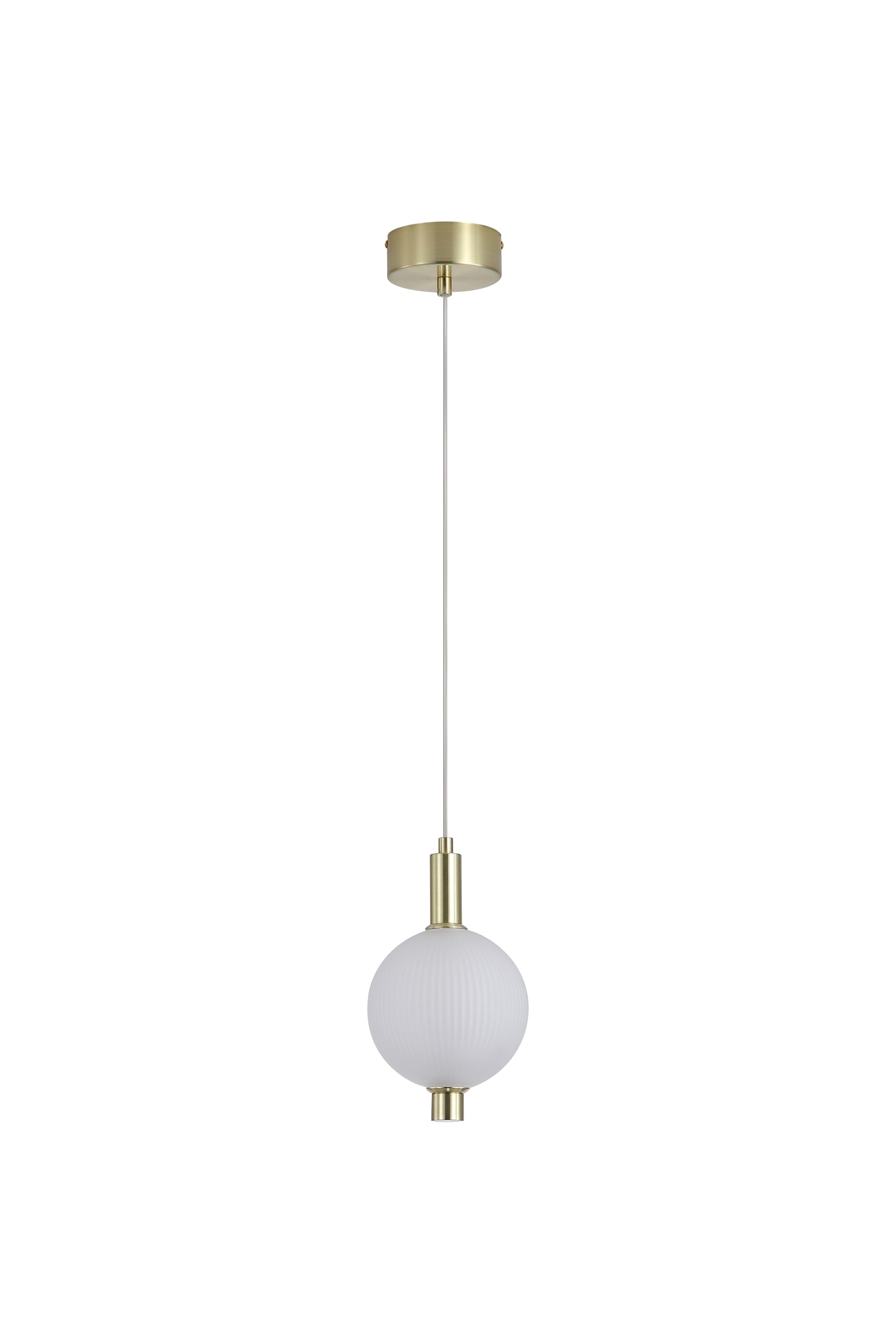 Luminique LED Pendant, Satin Brass Metal with Glass