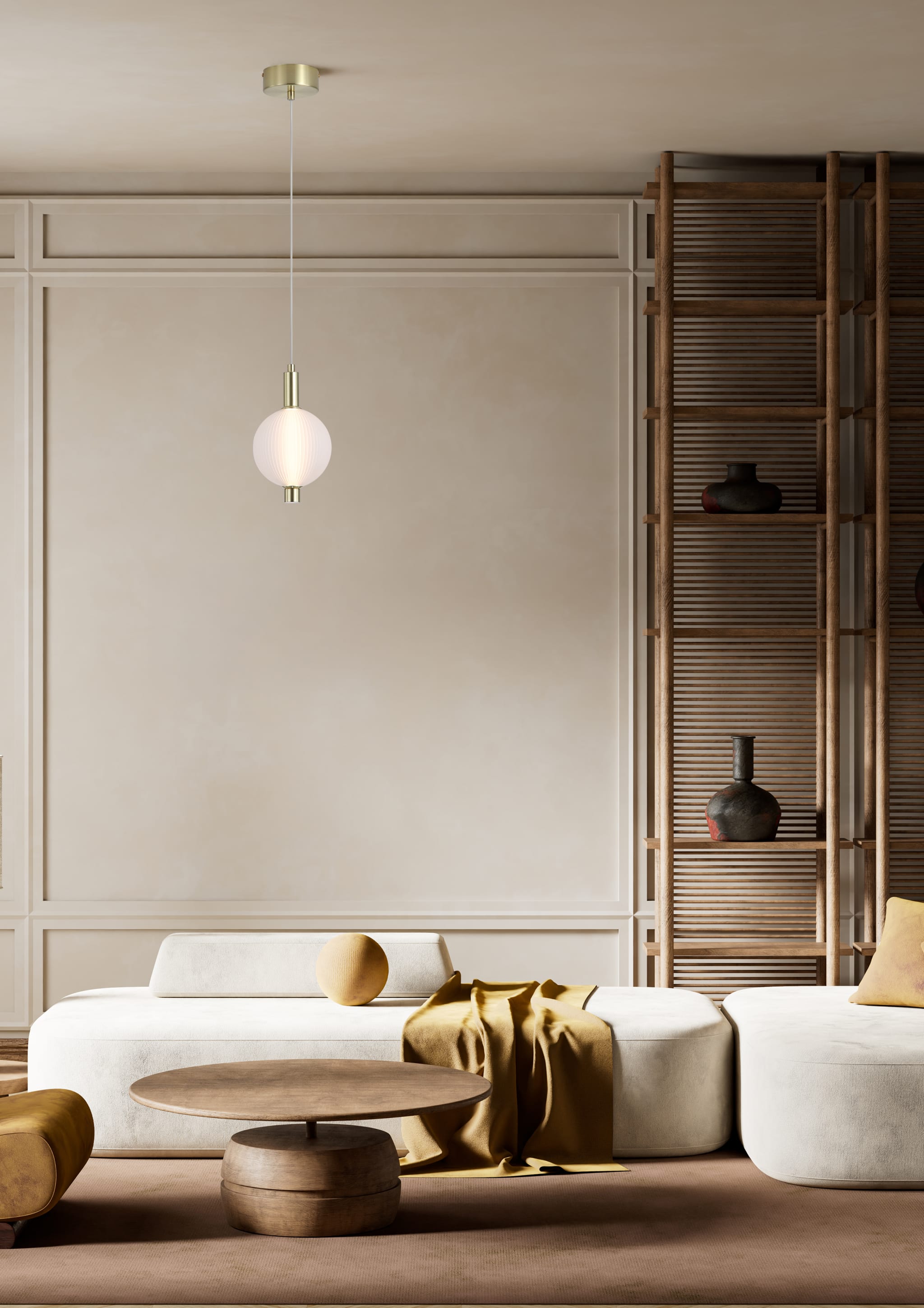 Luminique LED Pendant, Satin Brass Metal with Glass