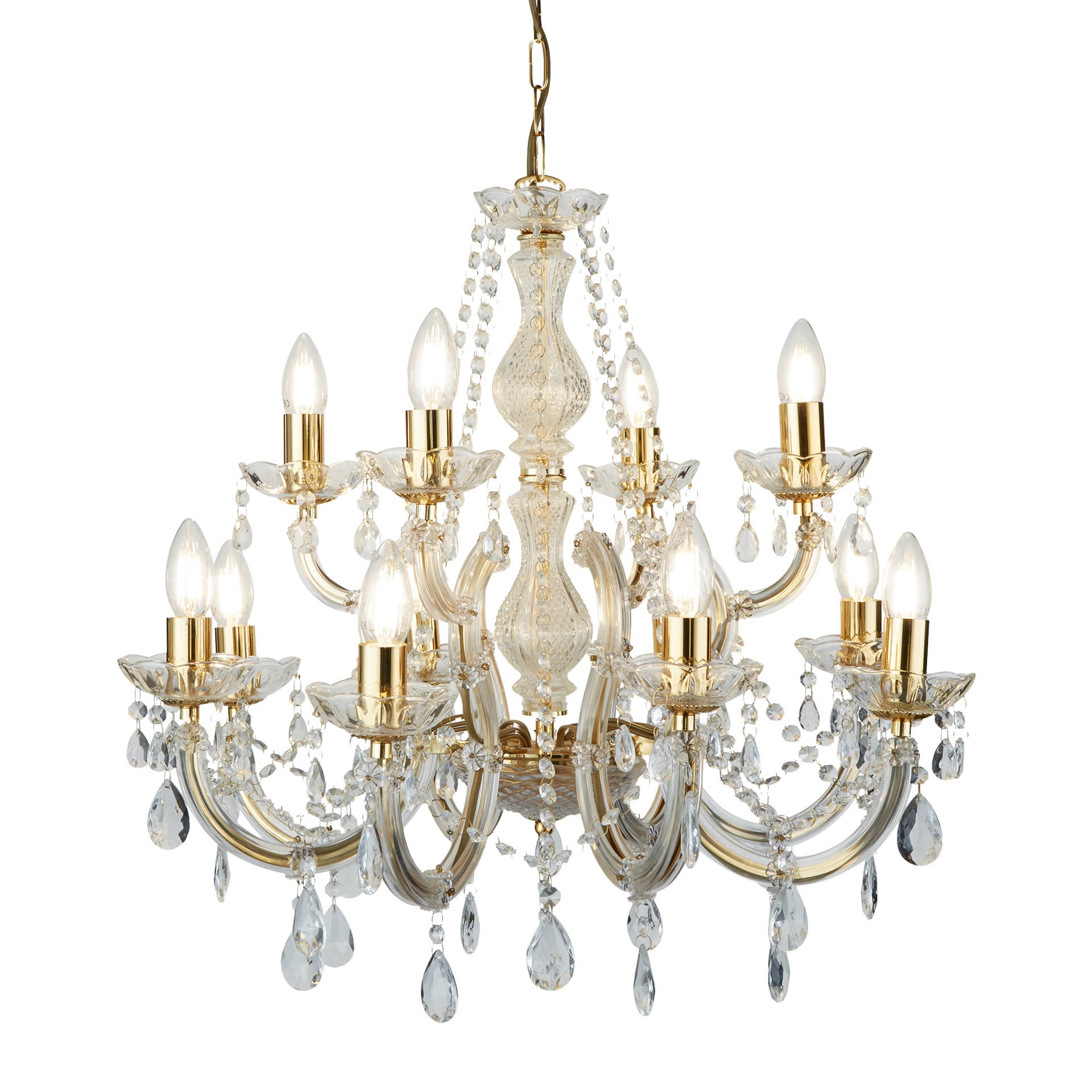 Marie Therese Chandelier - Clear Crystal Polished Brass / 12