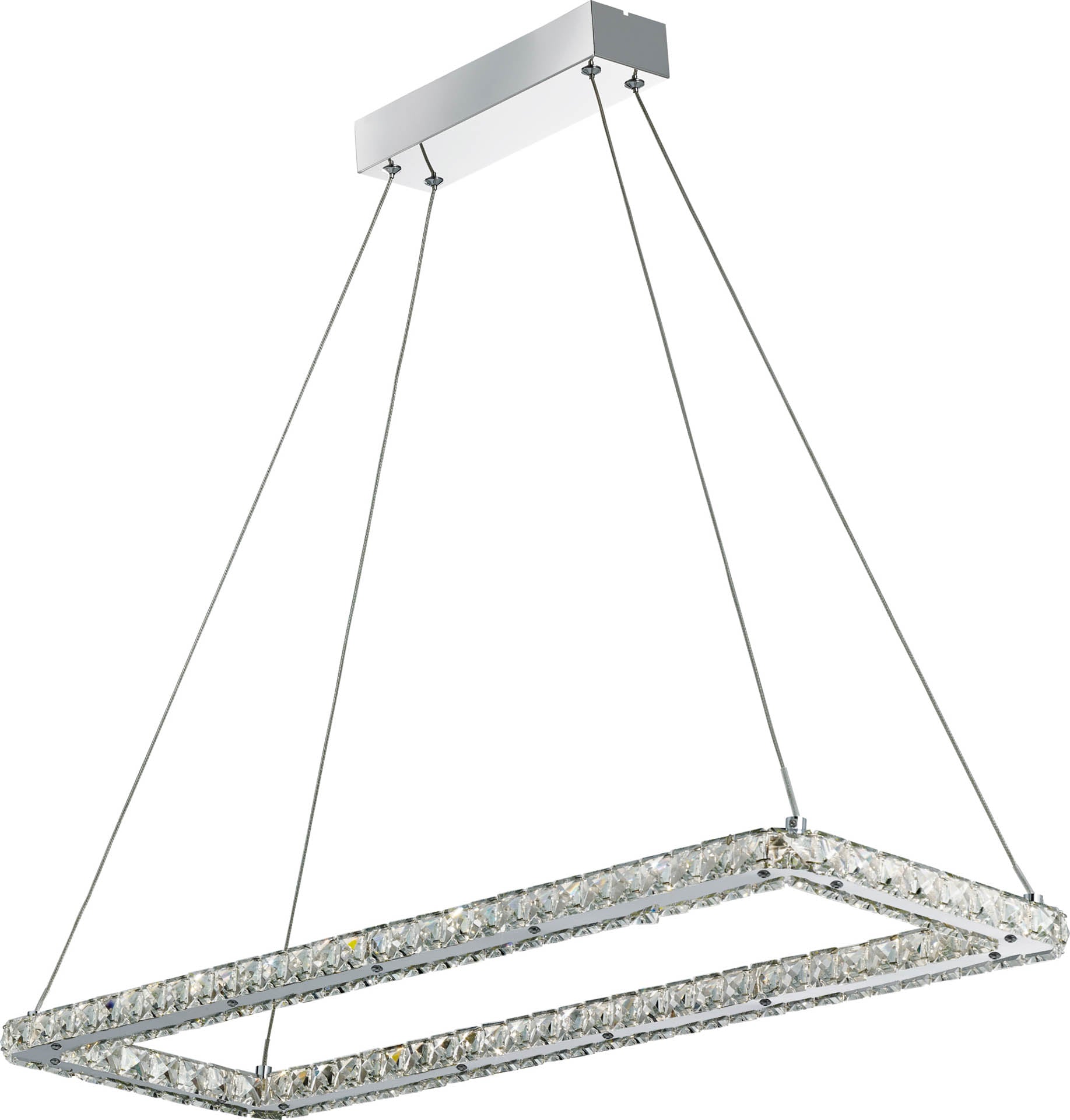 Clover Rectangular Pendant - Chrome & Clear Glass