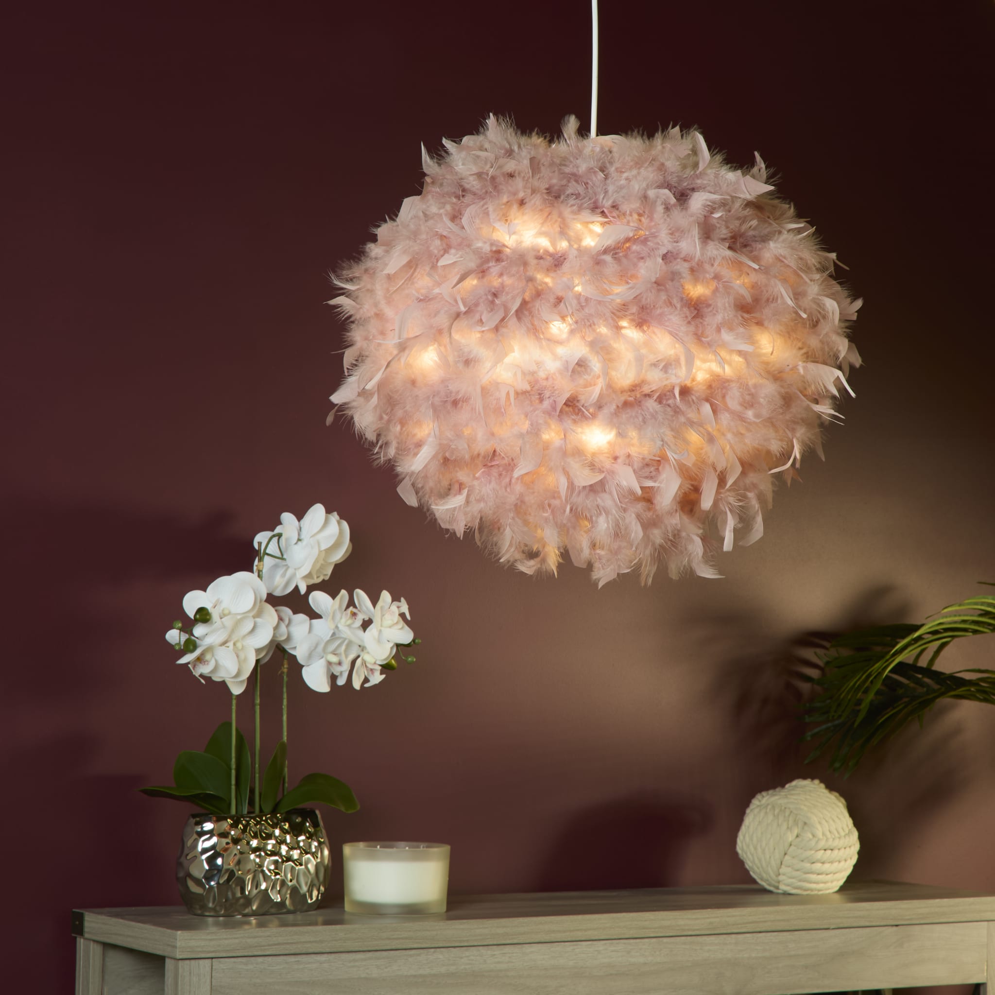 Kate Feather Pink Non-Elec Shade (Shade Only)