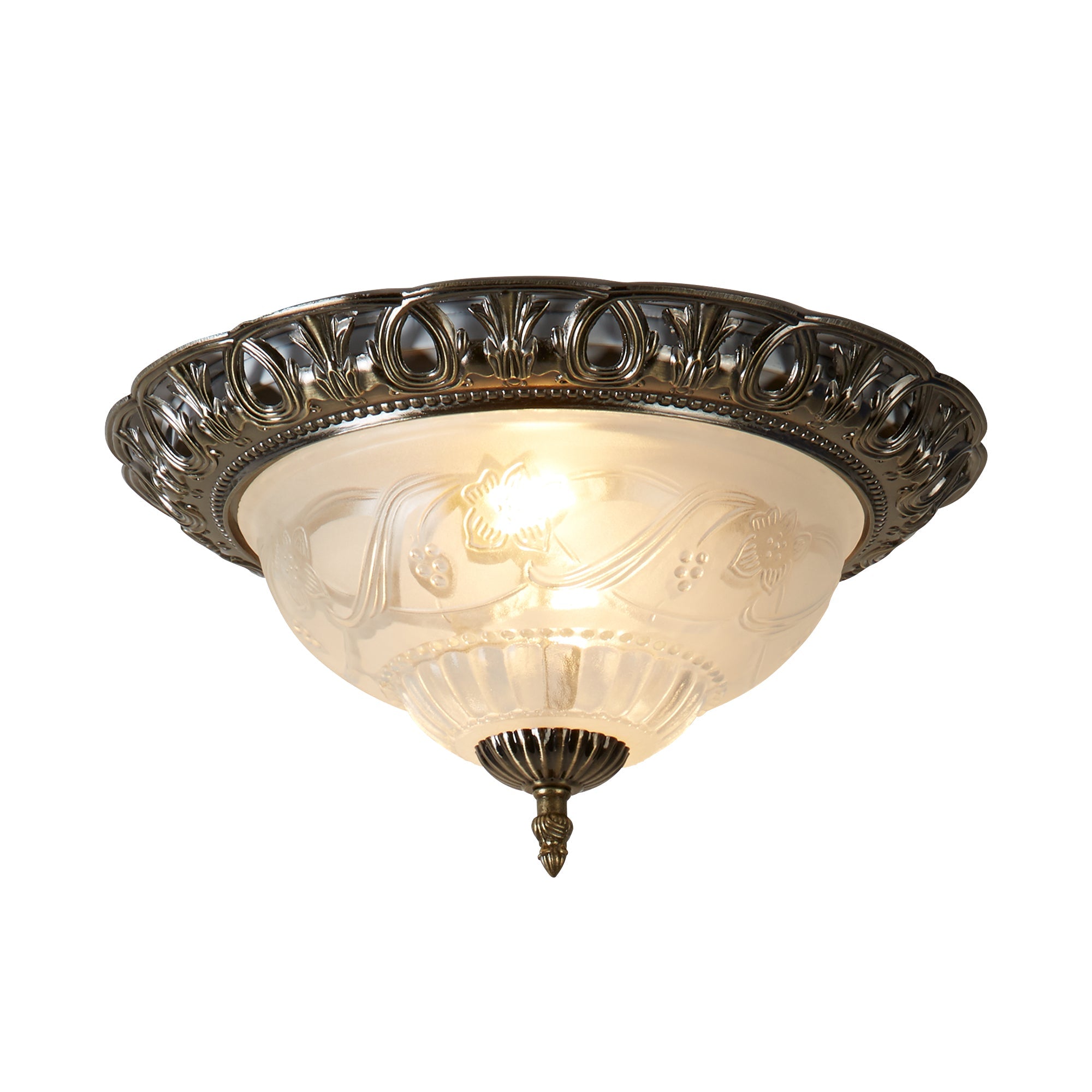 Derby Flush - Antique Brass Metal & Glass