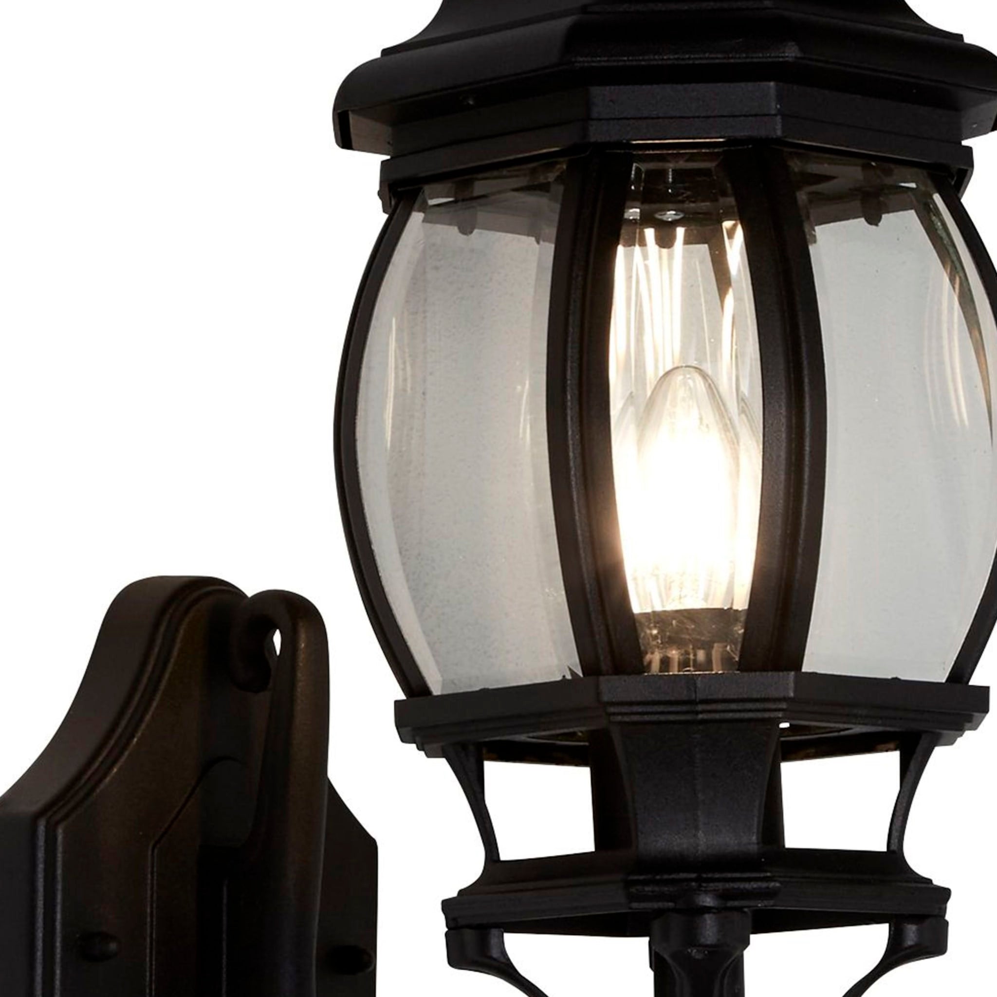 Bel Aire Outdoor Wall Light - Black Metal & Clear Glass