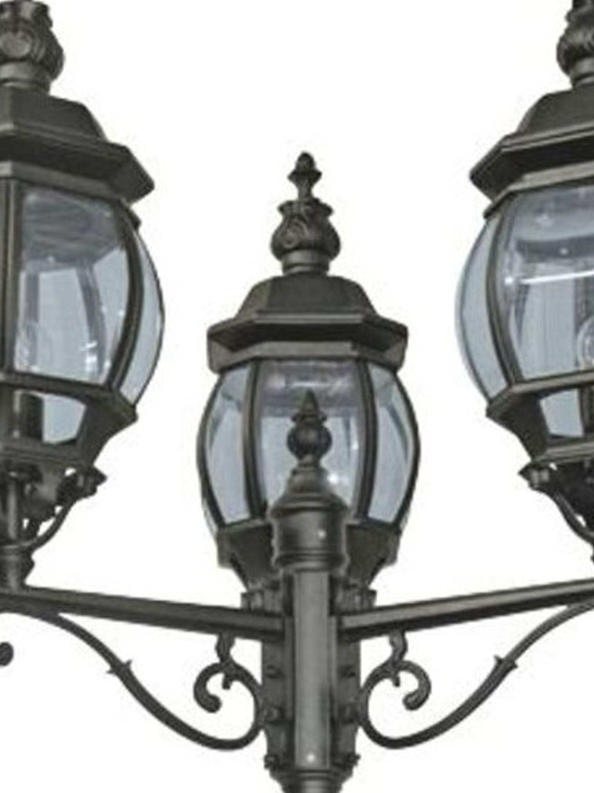 Bel Aire Outdoor Post - Black Metal & Clear Glass