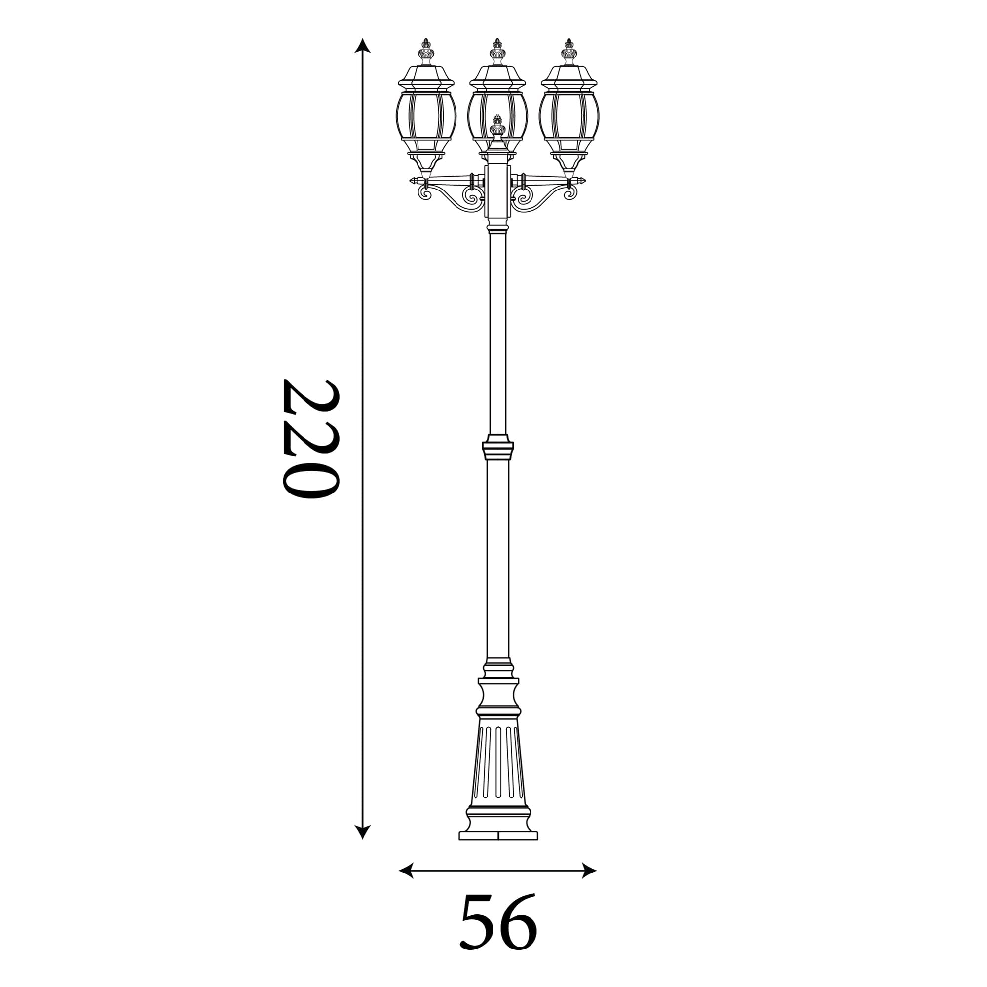Bel Aire Outdoor Post - Black Metal & Clear Glass