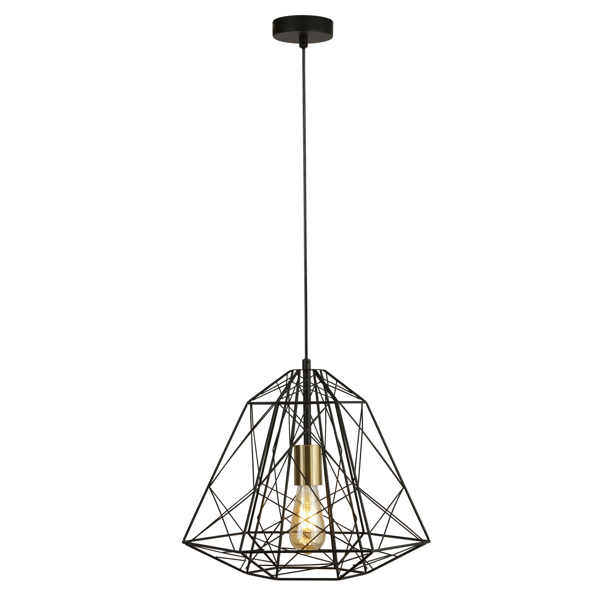 Geometric Cage Pendant - Matt Black Metal