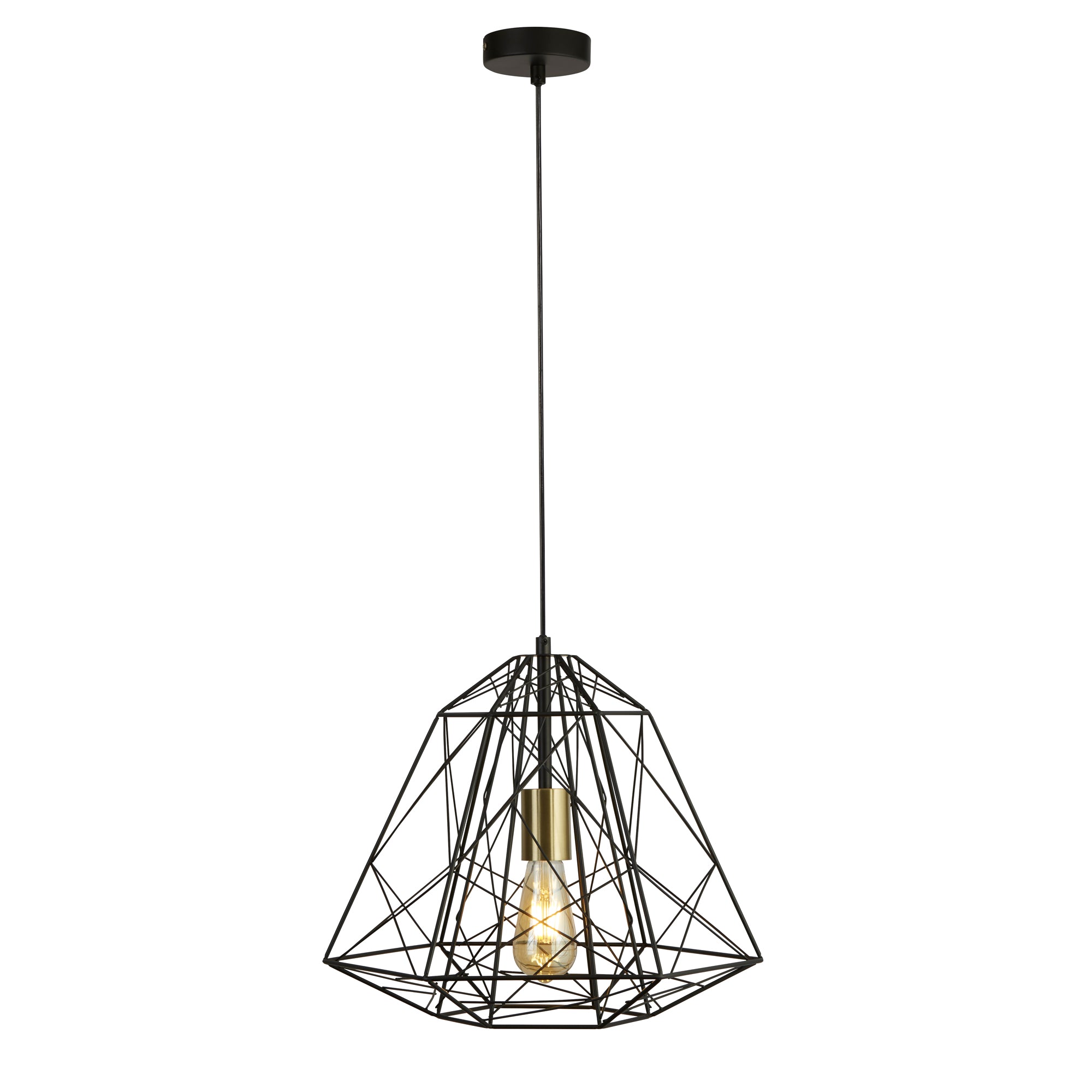 Geometric Cage Pendant - Matt Black Metal
