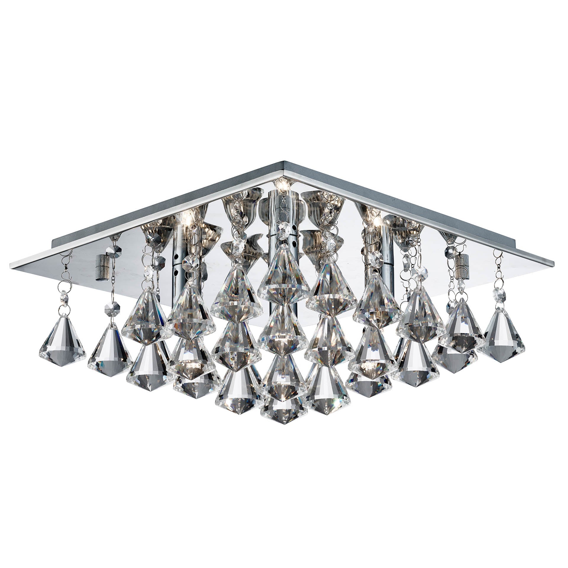 Hanna  4 Lt Flush - Chrome & Clear Crystal Drops